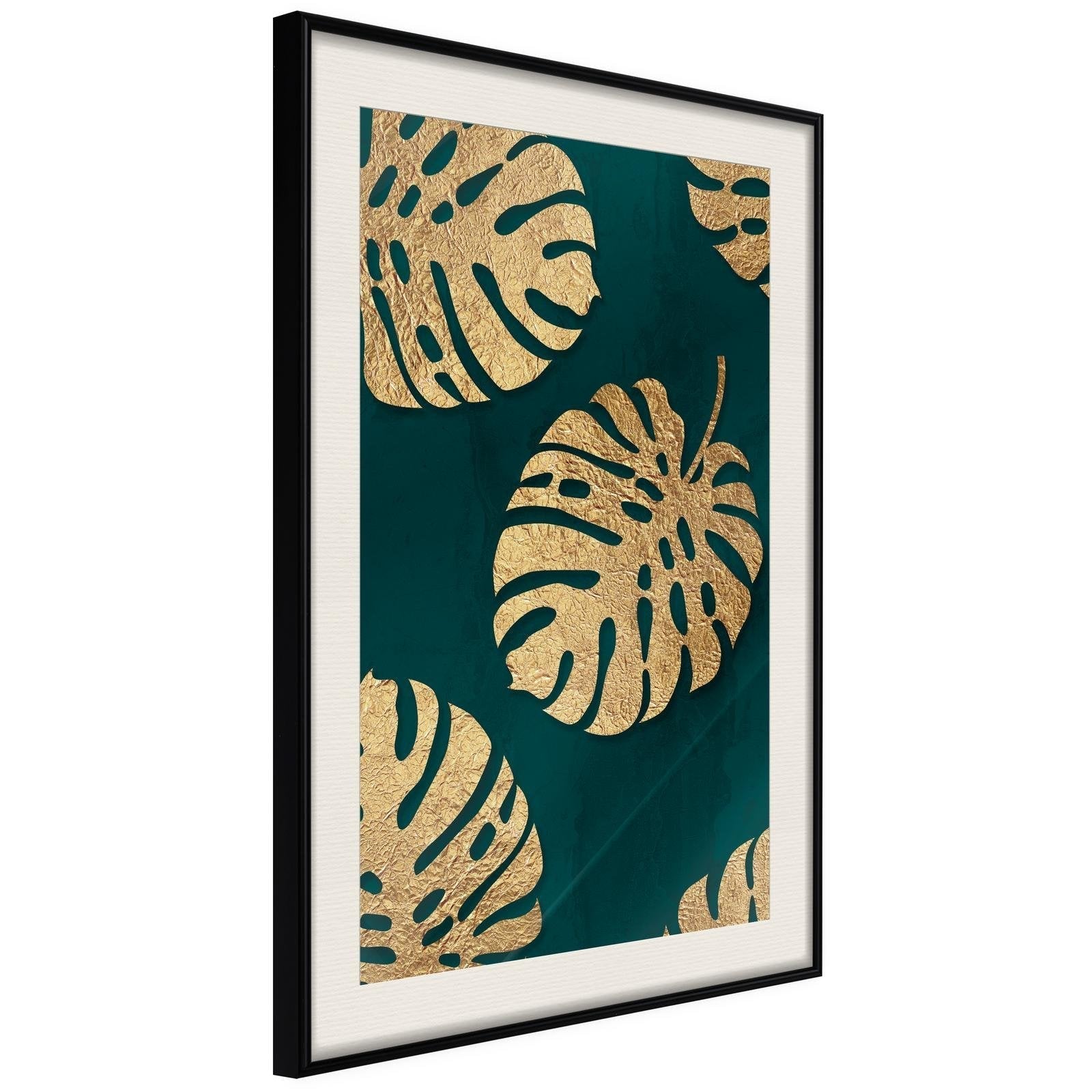 Inramad Poster / Tavla - Gilded Monstera Leaves-Poster Inramad-Artgeist-peaceofhome.se