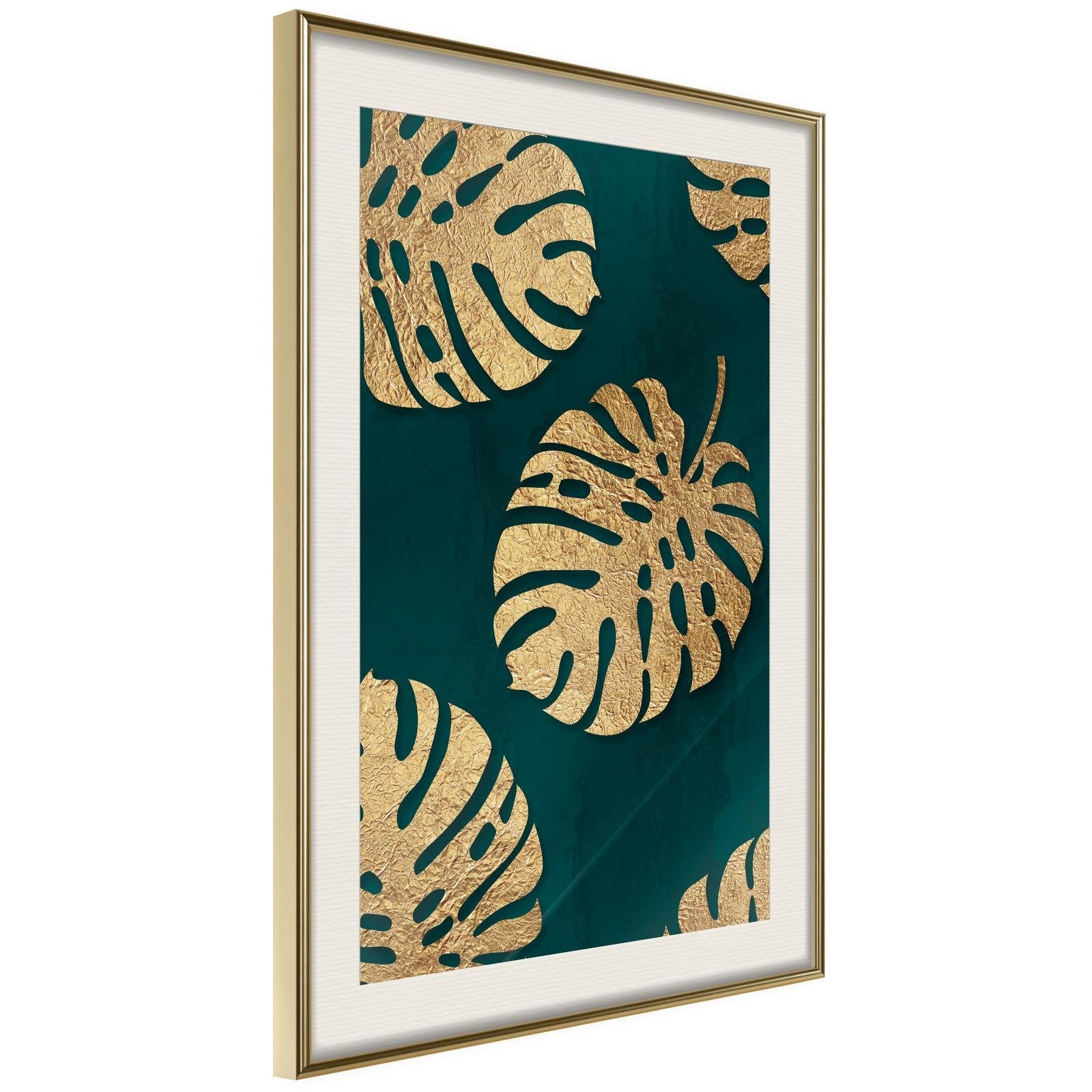 Inramad Poster / Tavla - Gilded Monstera Leaves-Poster Inramad-Artgeist-peaceofhome.se