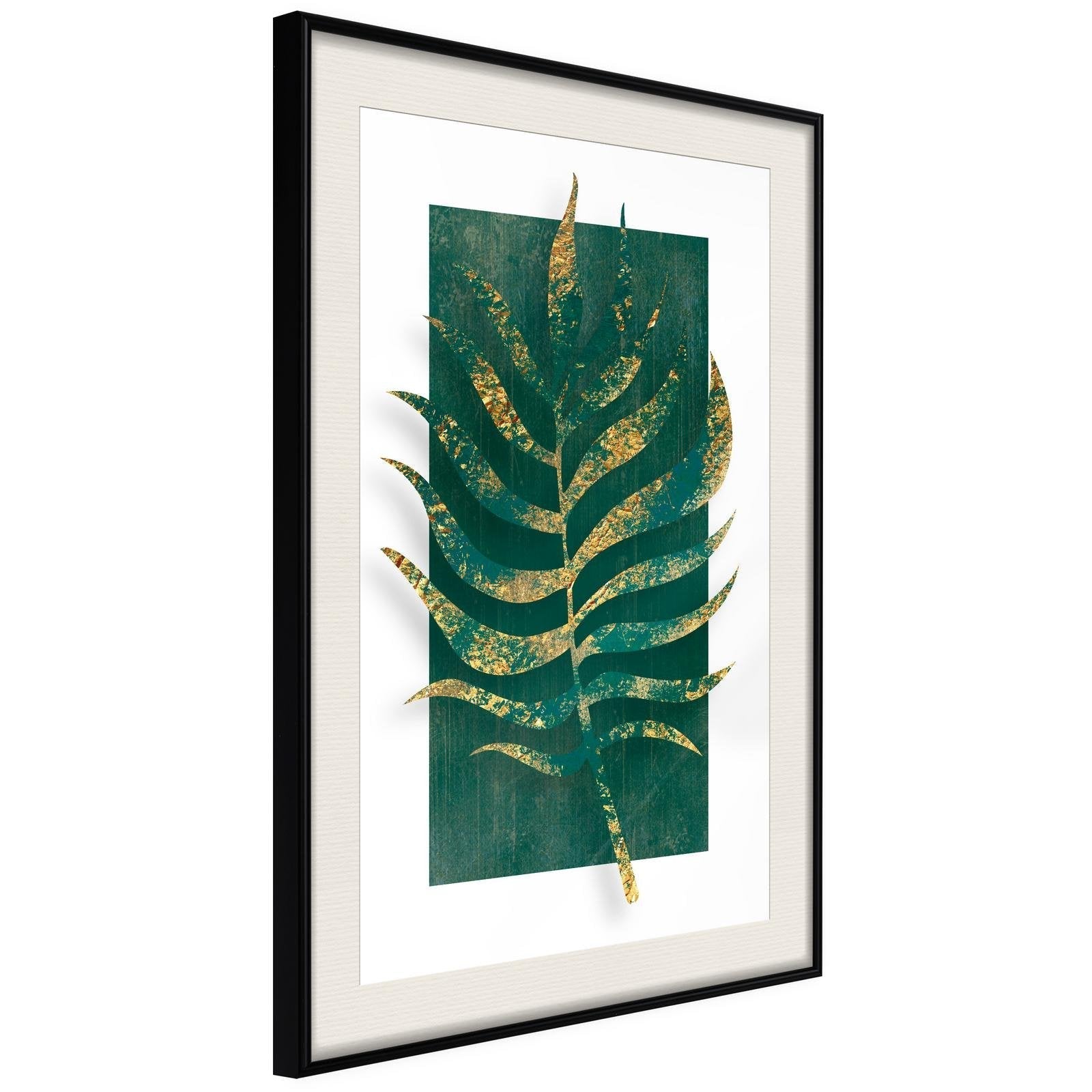 Inramad Poster / Tavla - Gilded Palm Leaf-Poster Inramad-Artgeist-peaceofhome.se