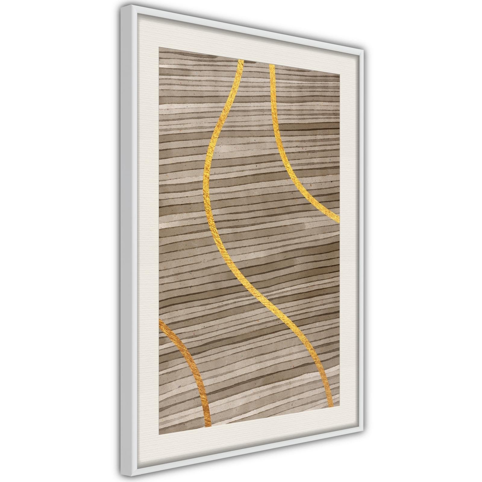 Inramad Poster / Tavla - Golden Stripes-Poster Inramad-Artgeist-peaceofhome.se