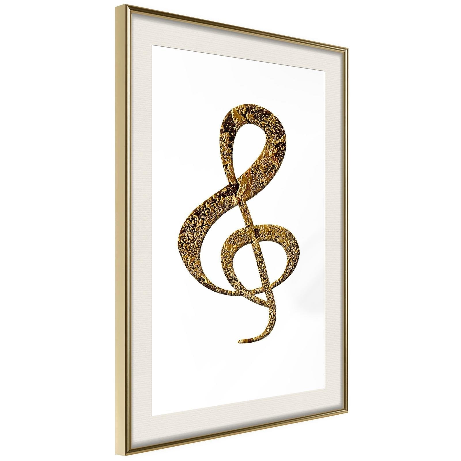 Inramad Poster / Tavla - Golden Treble Clef-Poster Inramad-Artgeist-peaceofhome.se