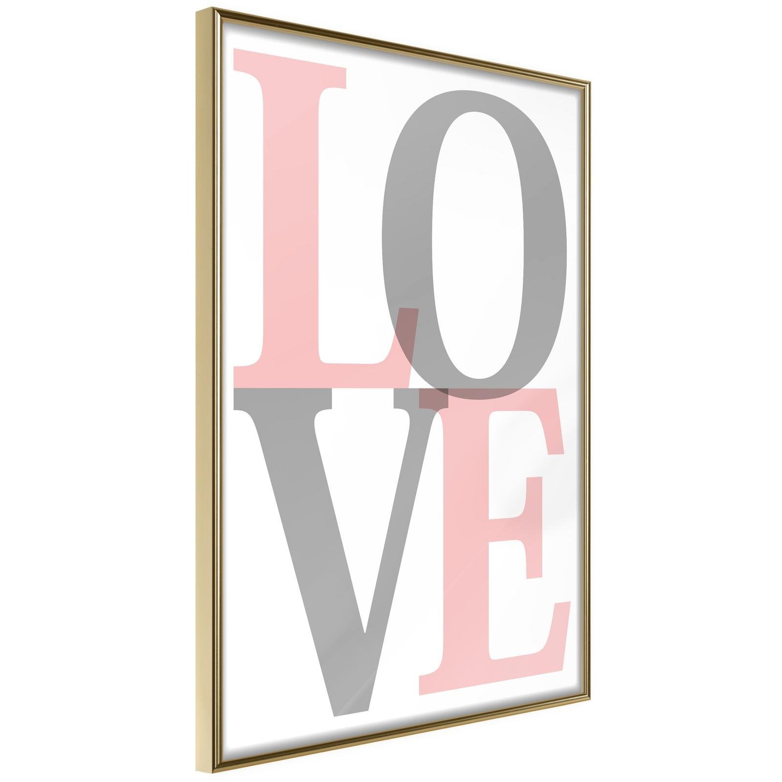 Inramad Poster / Tavla - Grey-Pink Love-Poster Inramad-Artgeist-peaceofhome.se