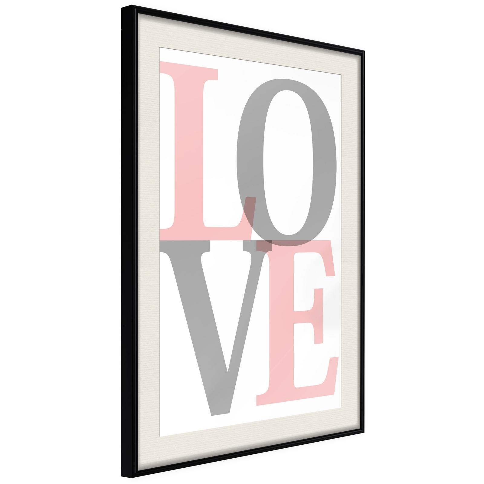 Inramad Poster / Tavla - Grey-Pink Love-Poster Inramad-Artgeist-peaceofhome.se