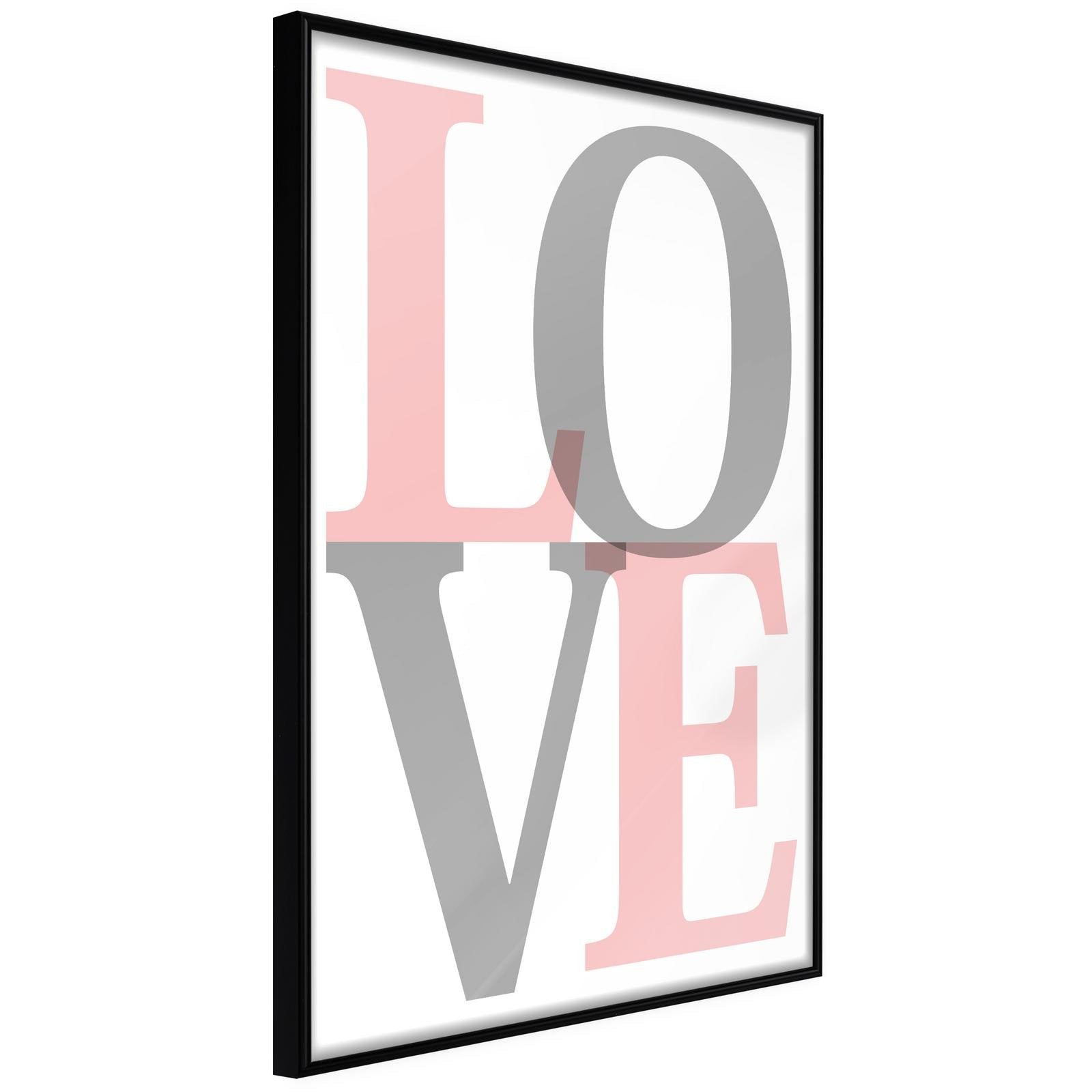 Inramad Poster / Tavla - Grey-Pink Love-Poster Inramad-Artgeist-peaceofhome.se