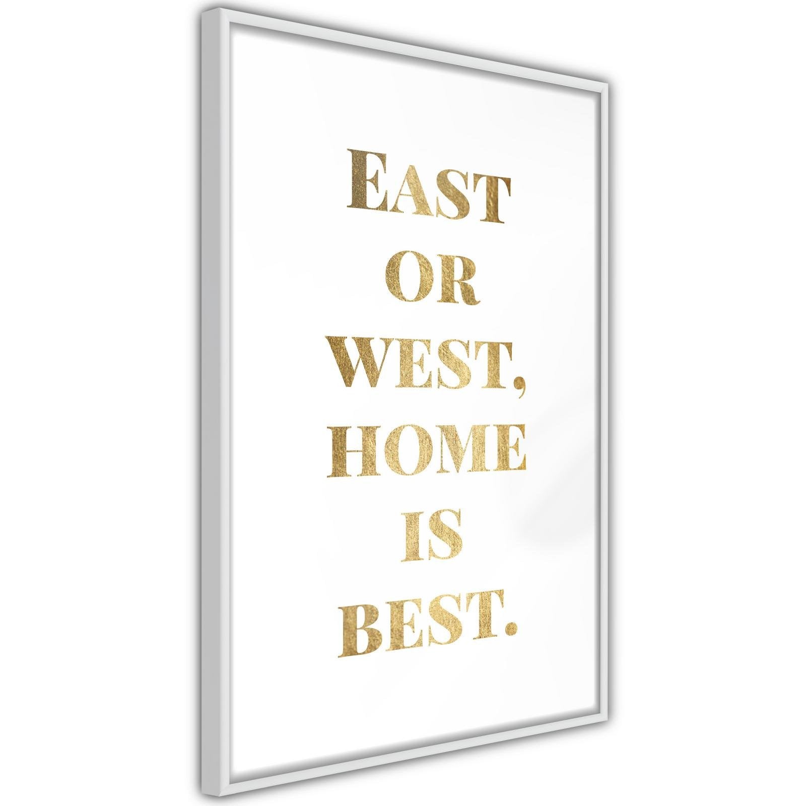 Inramad Poster / Tavla - Home Is Best (Gold)-Poster Inramad-Artgeist-peaceofhome.se