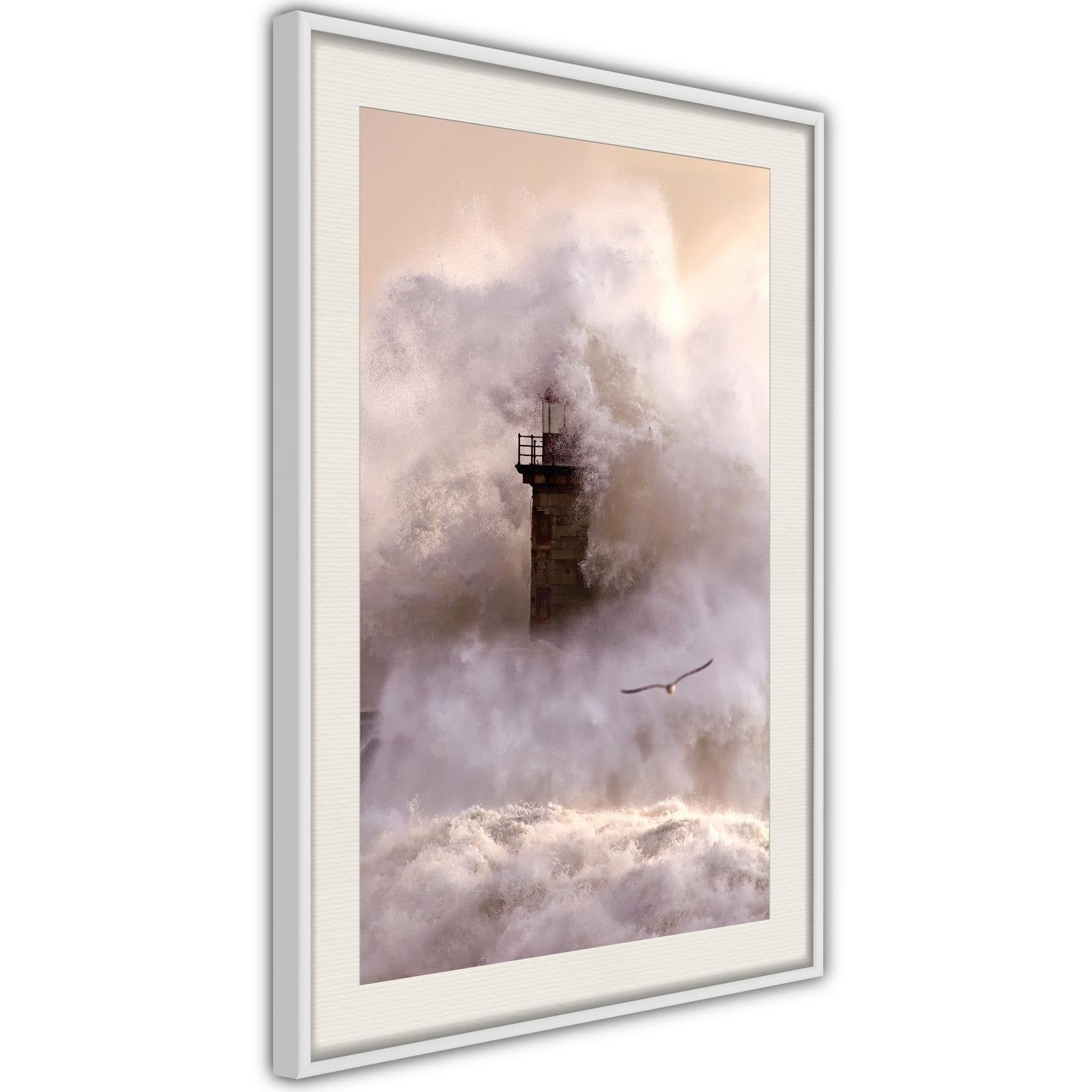 Inramad Poster / Tavla - Lighthouse During a Storm-Poster Inramad-Artgeist-peaceofhome.se