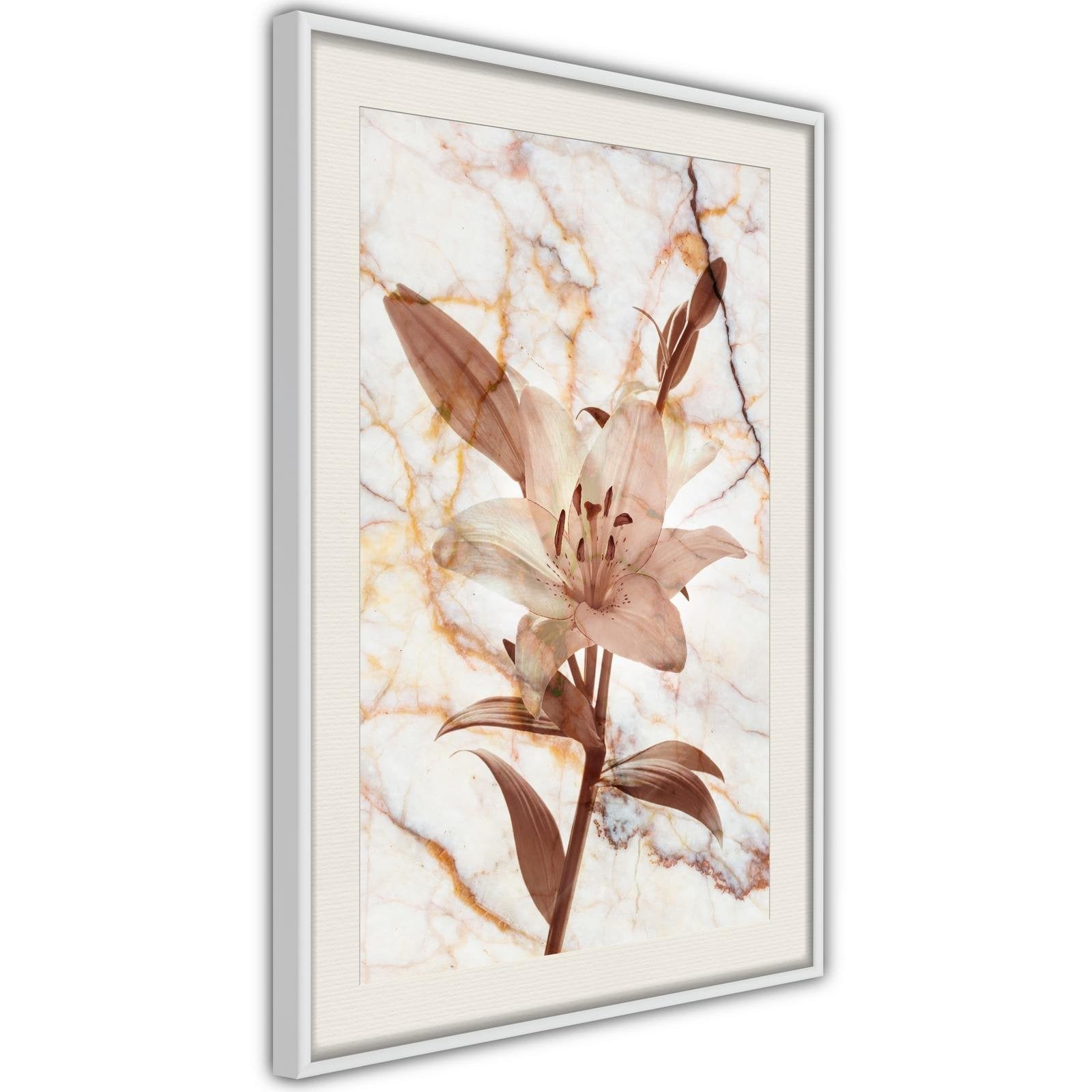 Inramad Poster / Tavla - Lily on Marble Background-Poster Inramad-Artgeist-peaceofhome.se