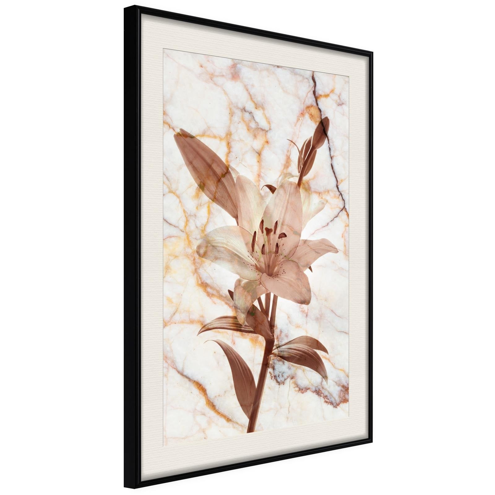 Inramad Poster / Tavla - Lily on Marble Background-Poster Inramad-Artgeist-peaceofhome.se