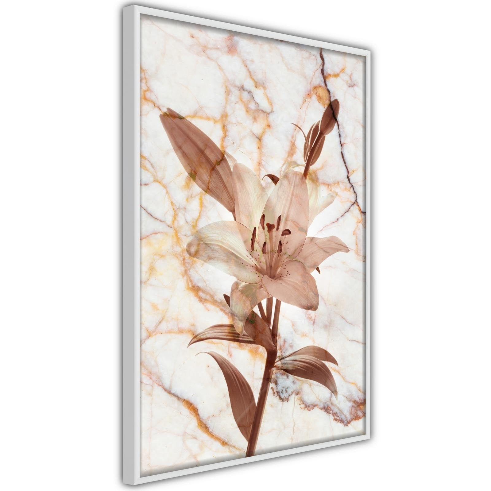 Inramad Poster / Tavla - Lily on Marble Background-Poster Inramad-Artgeist-peaceofhome.se