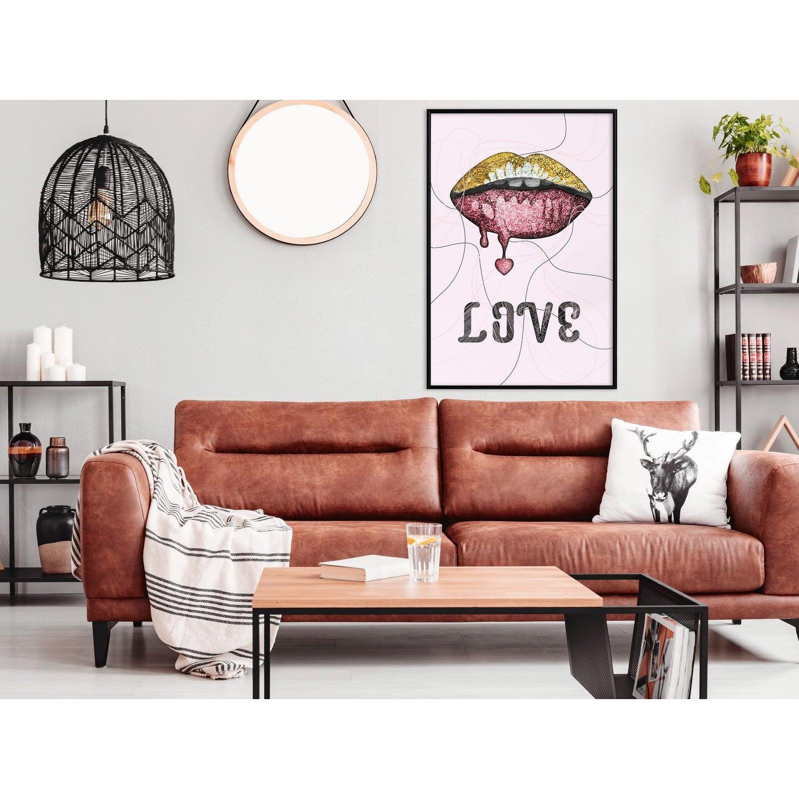 Inramad Poster / Tavla - Lip Gloss and Love-Affisch-Artgeist-peaceofhome.se