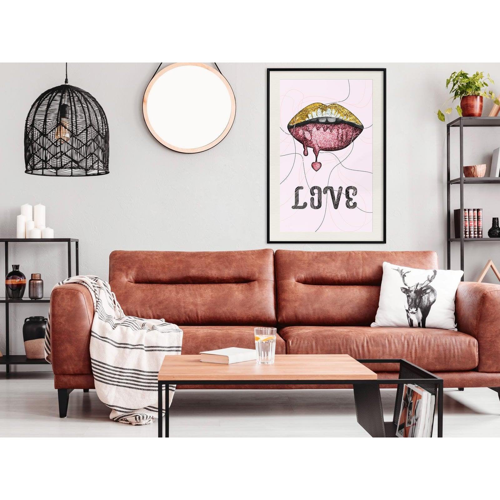 Inramad Poster / Tavla - Lip Gloss and Love-Affisch-Artgeist-peaceofhome.se