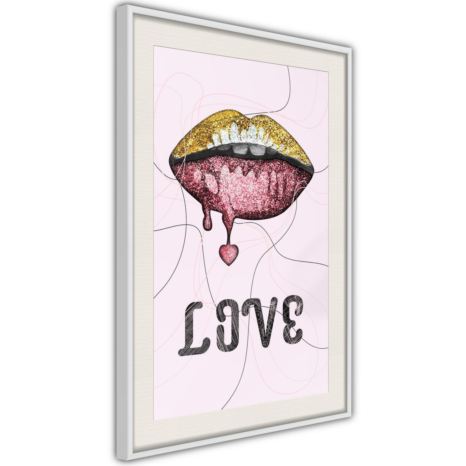 Inramad Poster / Tavla - Lip Gloss and Love-Poster Inramad-Artgeist-peaceofhome.se