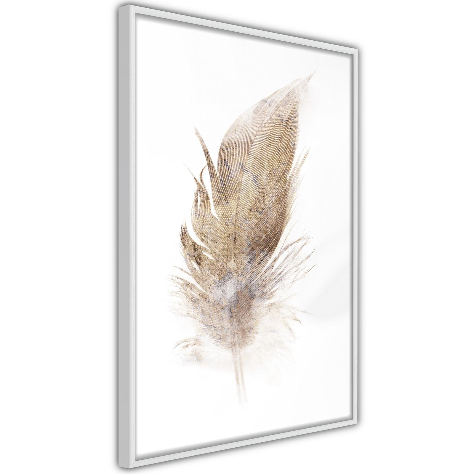 Inramad Poster / Tavla - Lost Feather (Beige)-Poster Inramad-Artgeist-peaceofhome.se
