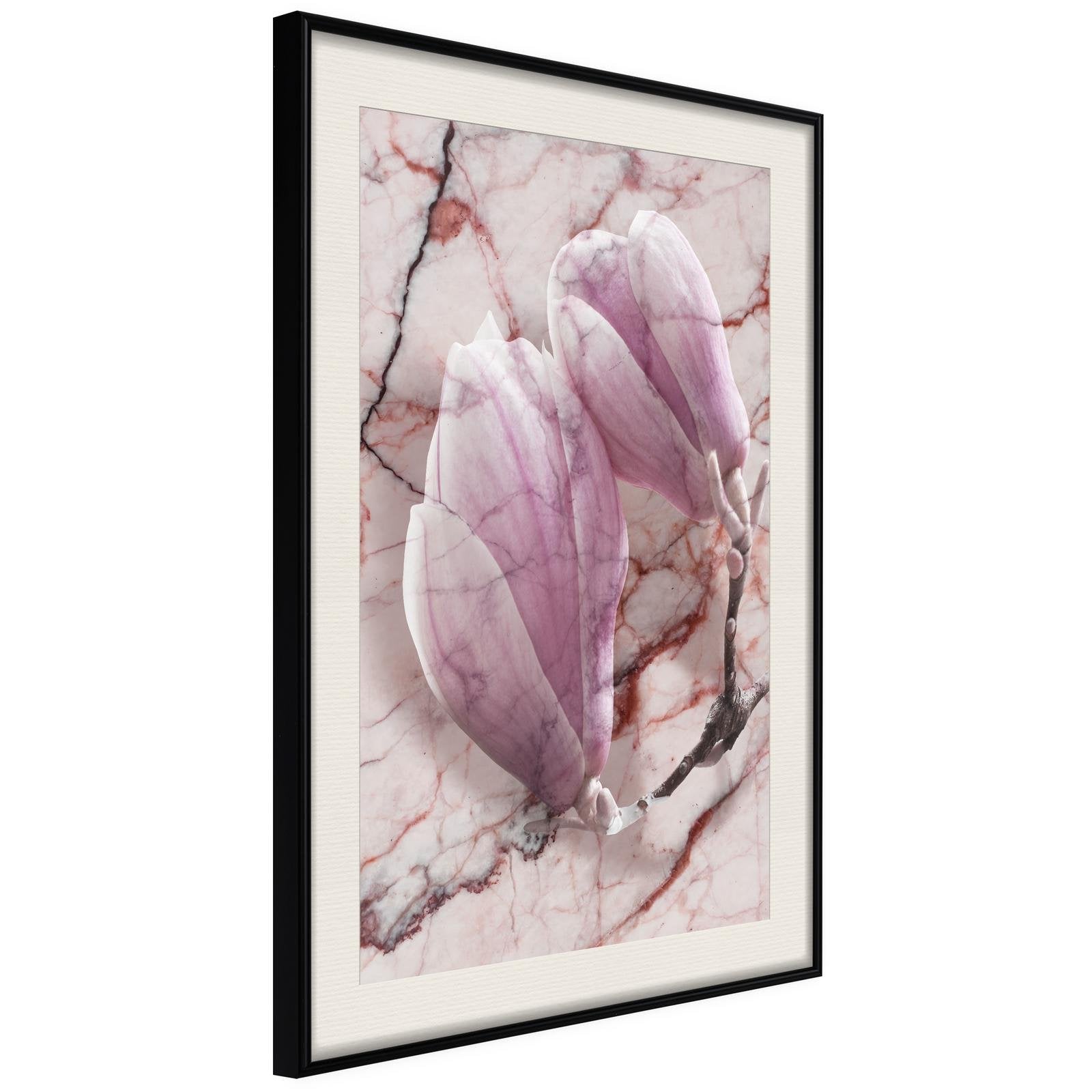 Inramad Poster / Tavla - Magnolia on Marble Background-Poster Inramad-Artgeist-peaceofhome.se