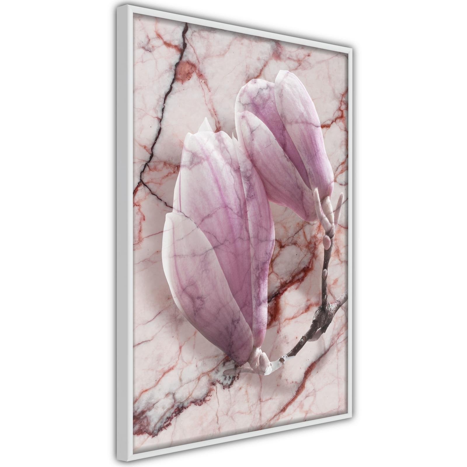 Inramad Poster / Tavla - Magnolia on Marble Background-Poster Inramad-Artgeist-peaceofhome.se