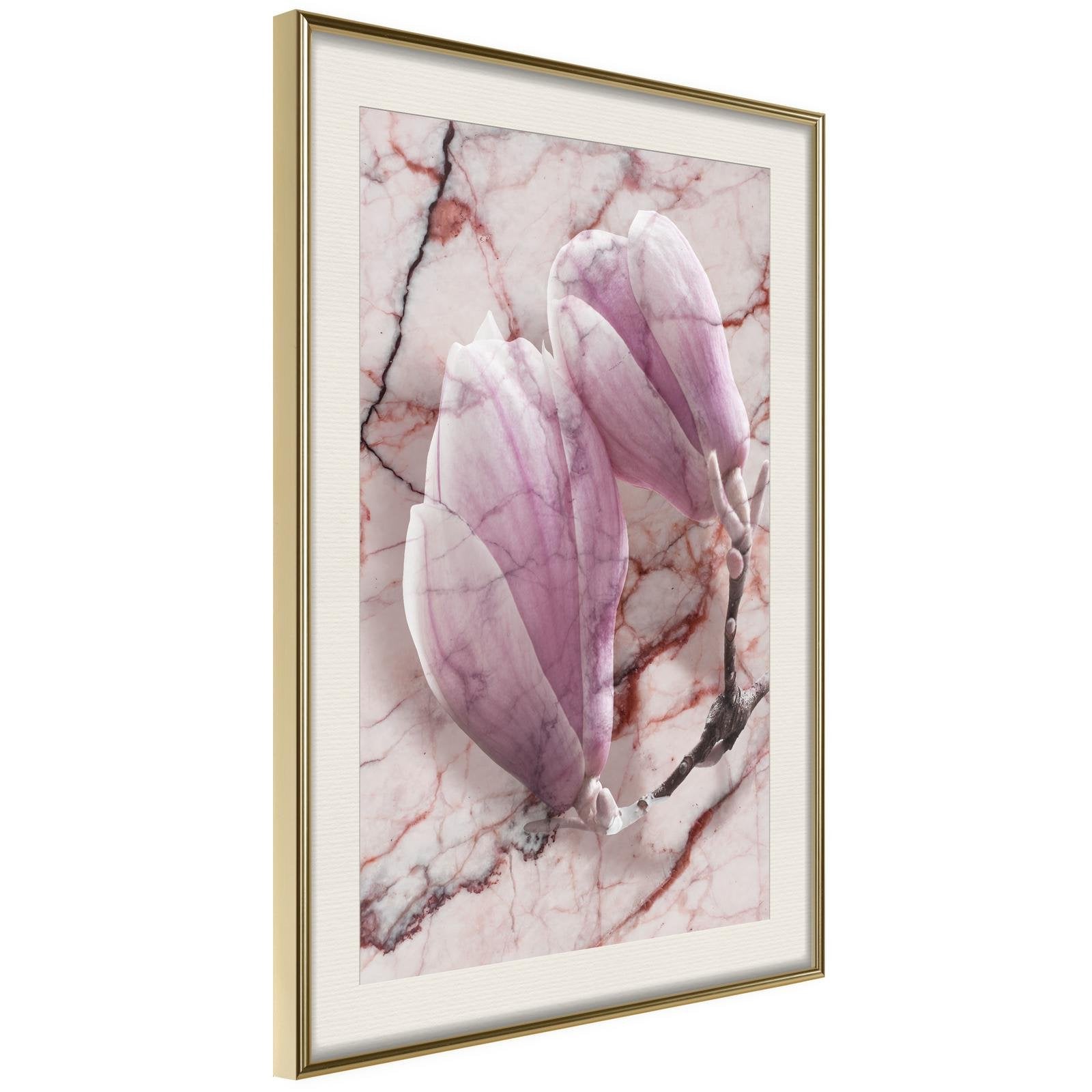 Inramad Poster / Tavla - Magnolia on Marble Background-Poster Inramad-Artgeist-peaceofhome.se