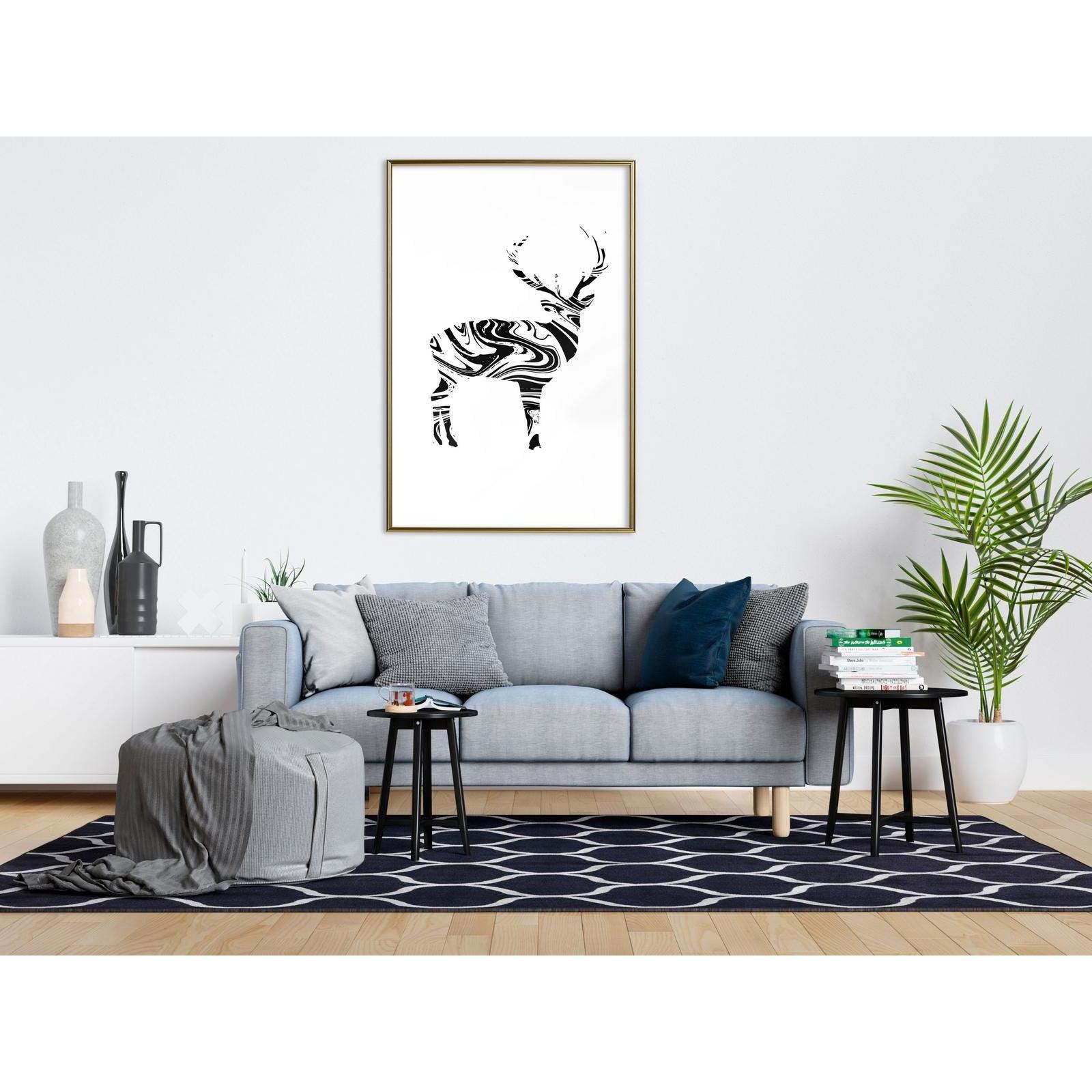 Inramad Poster / Tavla - Marble Stag-Affisch-Artgeist-peaceofhome.se