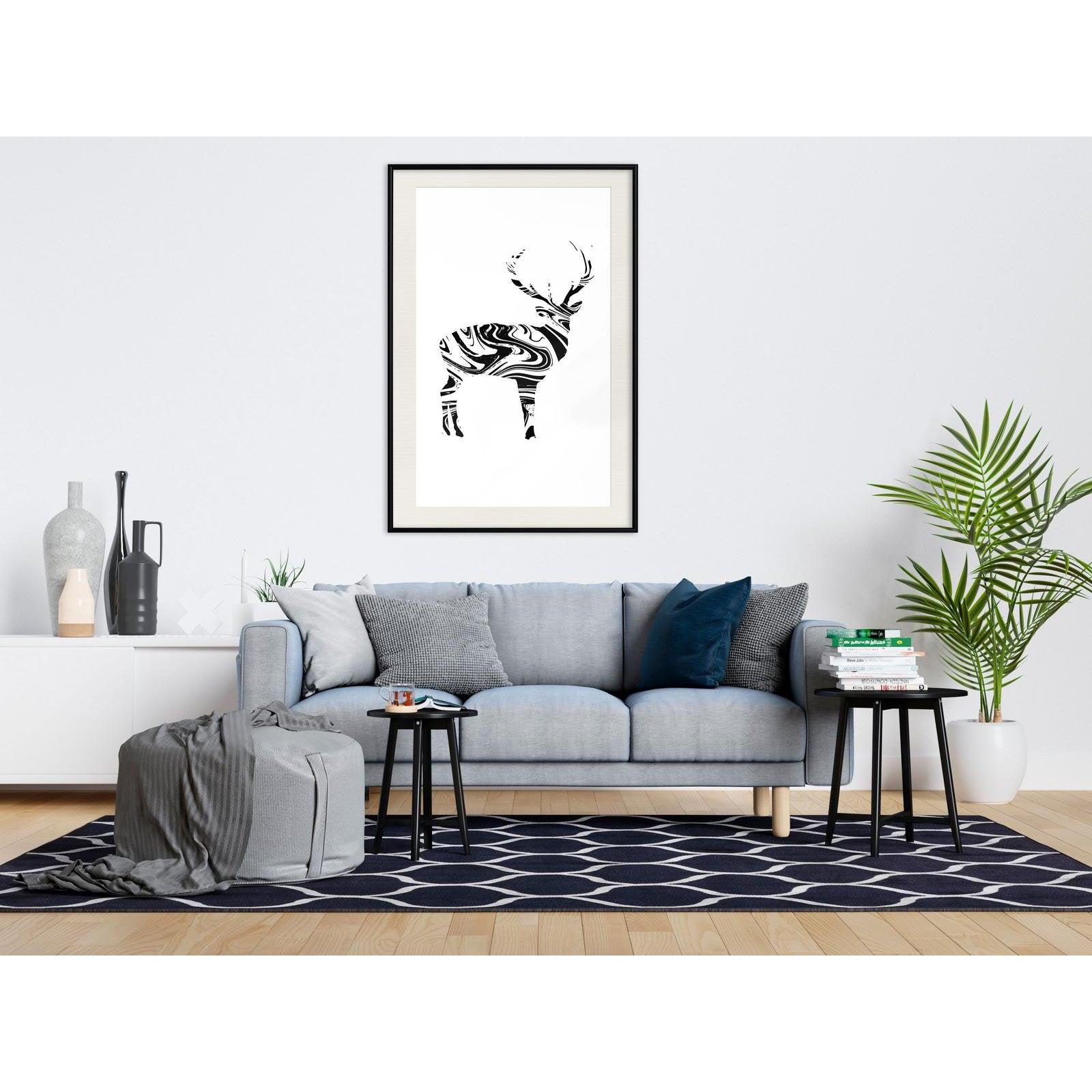 Inramad Poster / Tavla - Marble Stag-Affisch-Artgeist-peaceofhome.se