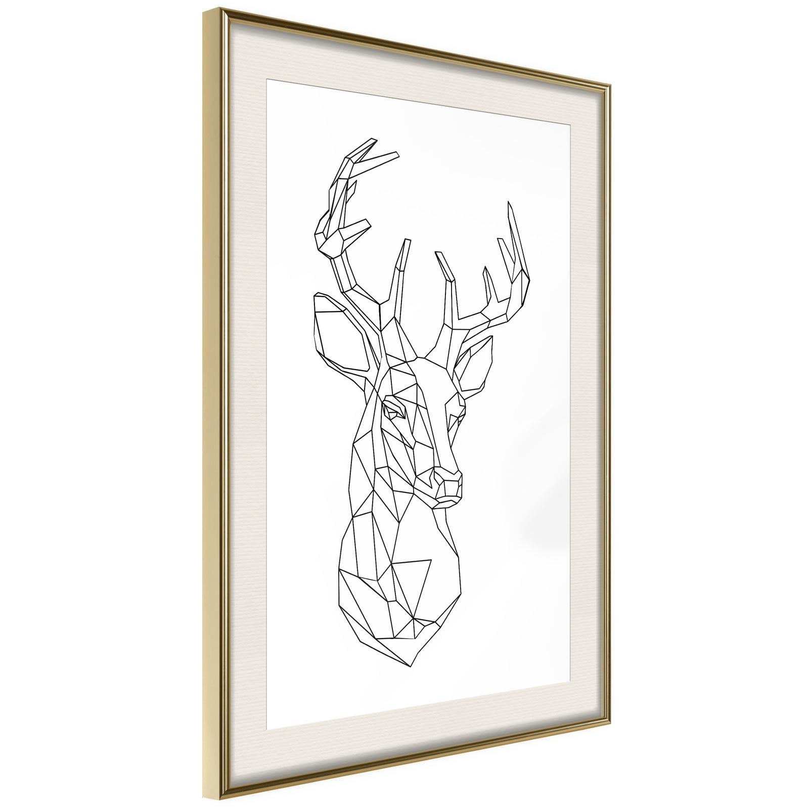 Inramad Poster / Tavla - Minimalist Deer-Poster Inramad-Artgeist-peaceofhome.se