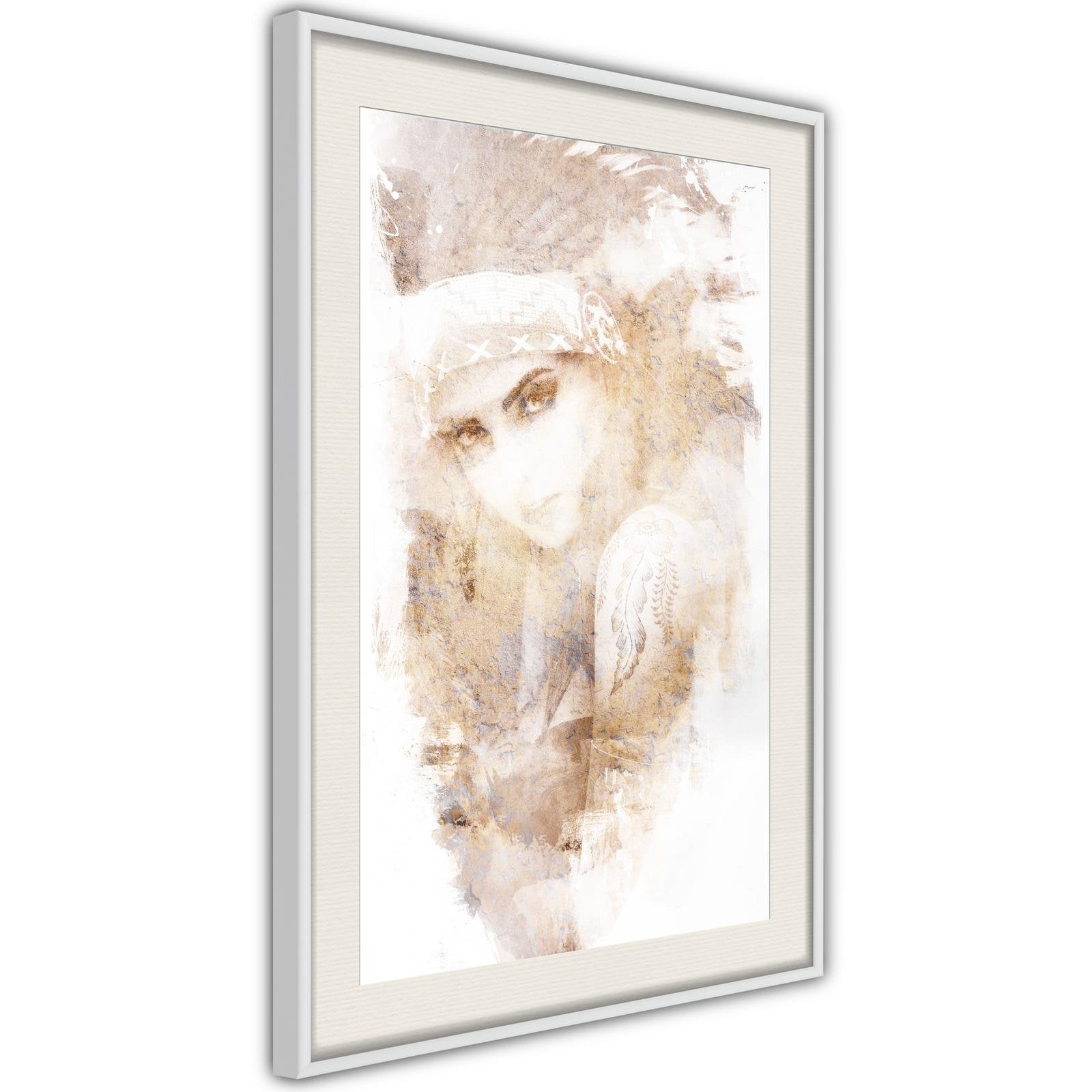 Inramad Poster / Tavla - Mysterious Look (Beige)-Affisch-Artgeist-peaceofhome.se