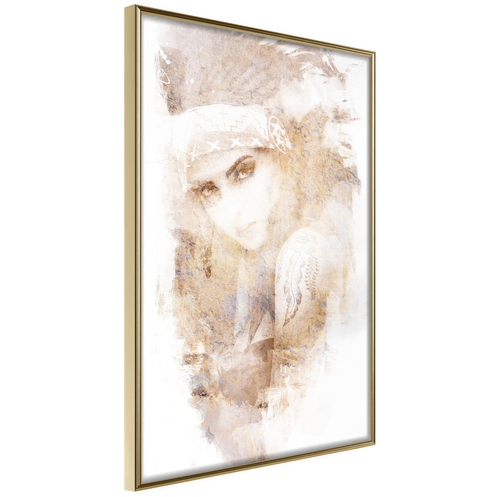 Inramad Poster / Tavla - Mysterious Look (Beige)-Affisch-Artgeist-peaceofhome.se