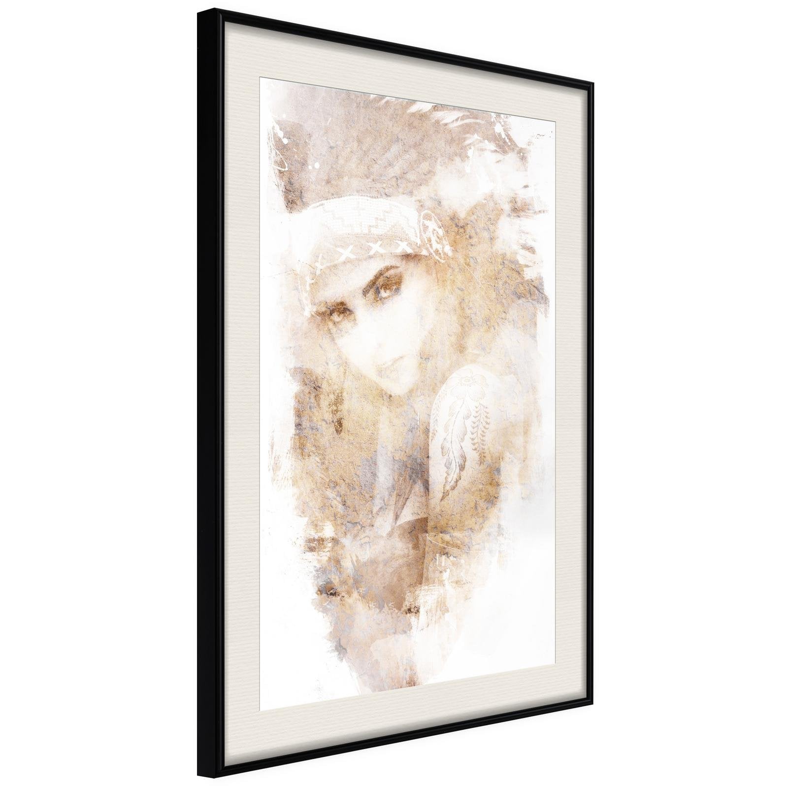 Inramad Poster / Tavla - Mysterious Look (Beige)-Affisch-Artgeist-peaceofhome.se