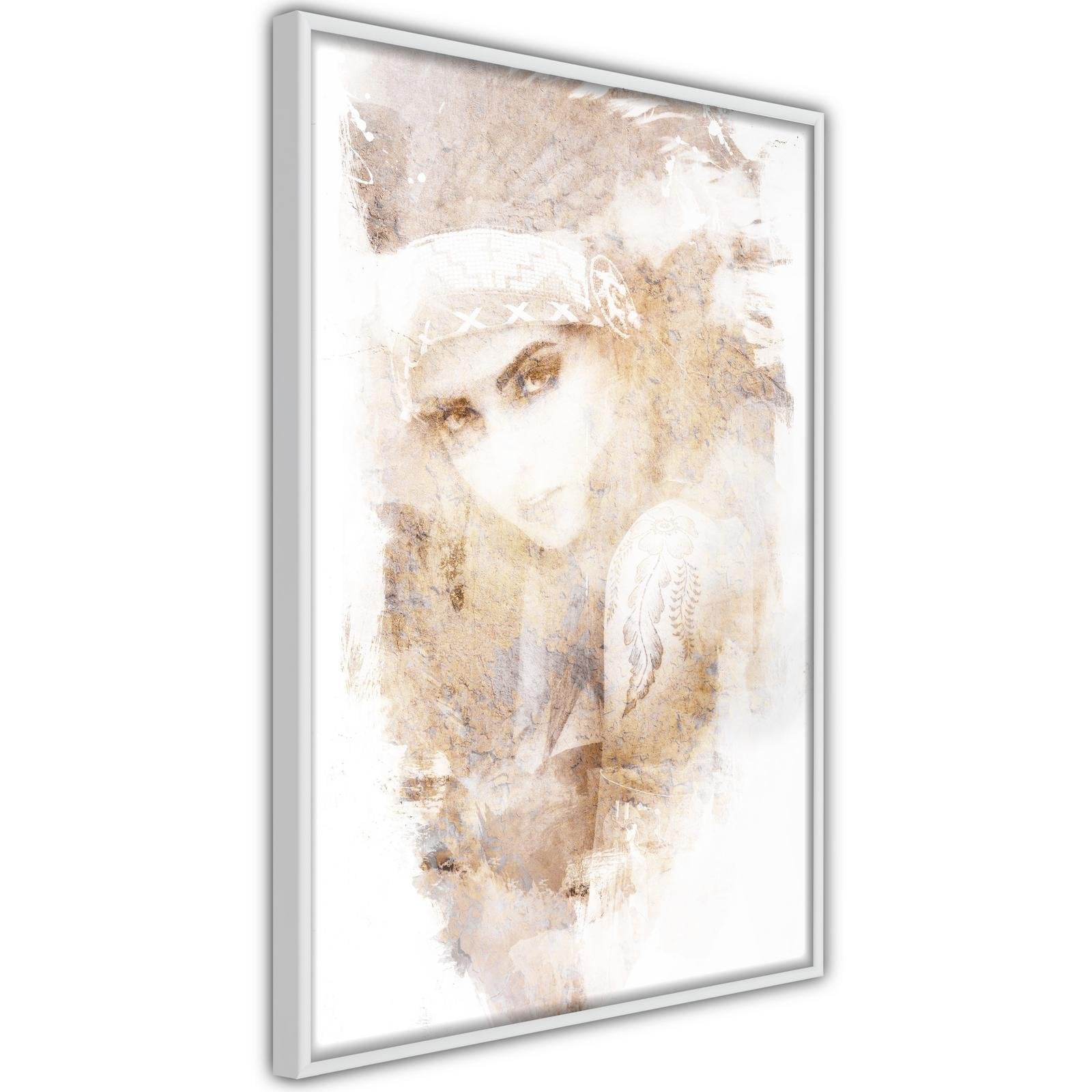 Inramad Poster / Tavla - Mysterious Look (Beige)-Affisch-Artgeist-peaceofhome.se