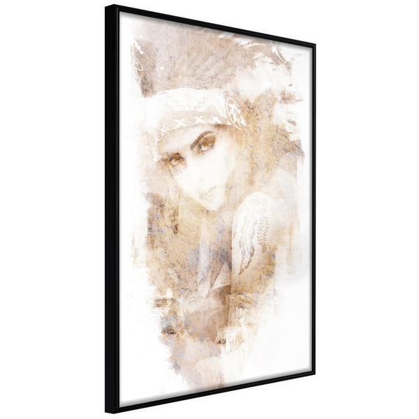 Inramad Poster / Tavla - Mysterious Look (Beige)-Affisch-Artgeist-peaceofhome.se