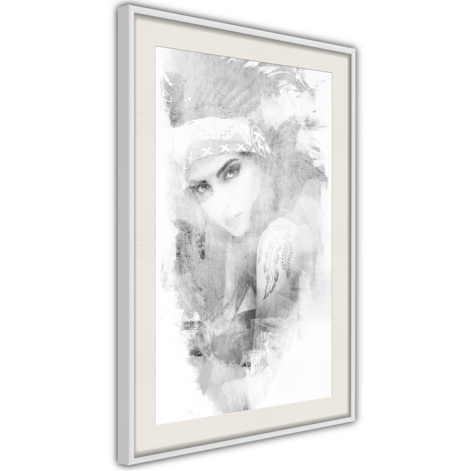 Inramad Poster / Tavla - Mysterious Look (Grey)-Poster Inramad-Artgeist-peaceofhome.se