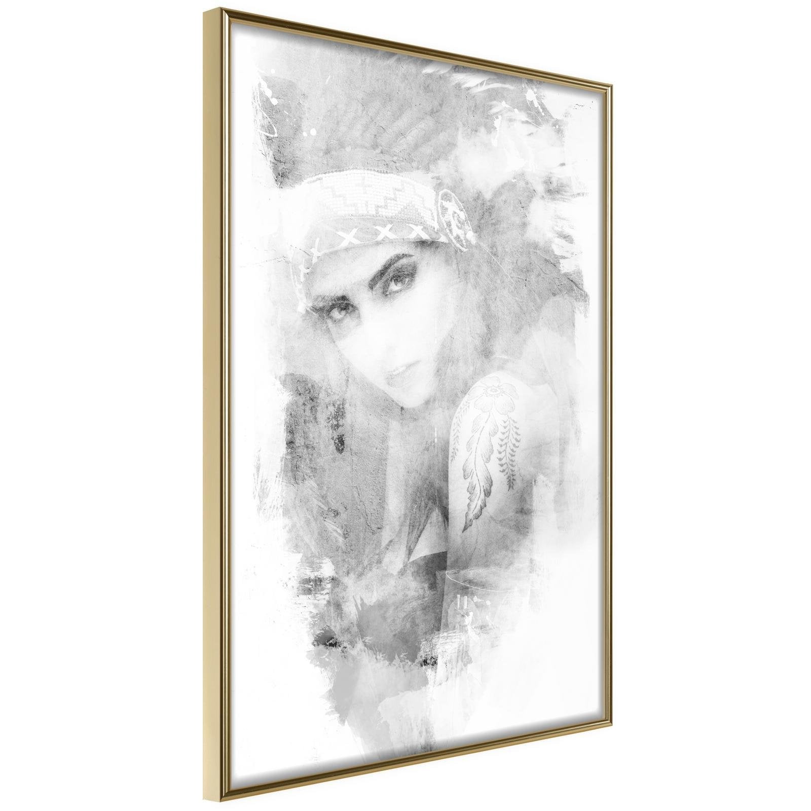 Inramad Poster / Tavla - Mysterious Look (Grey)-Poster Inramad-Artgeist-peaceofhome.se