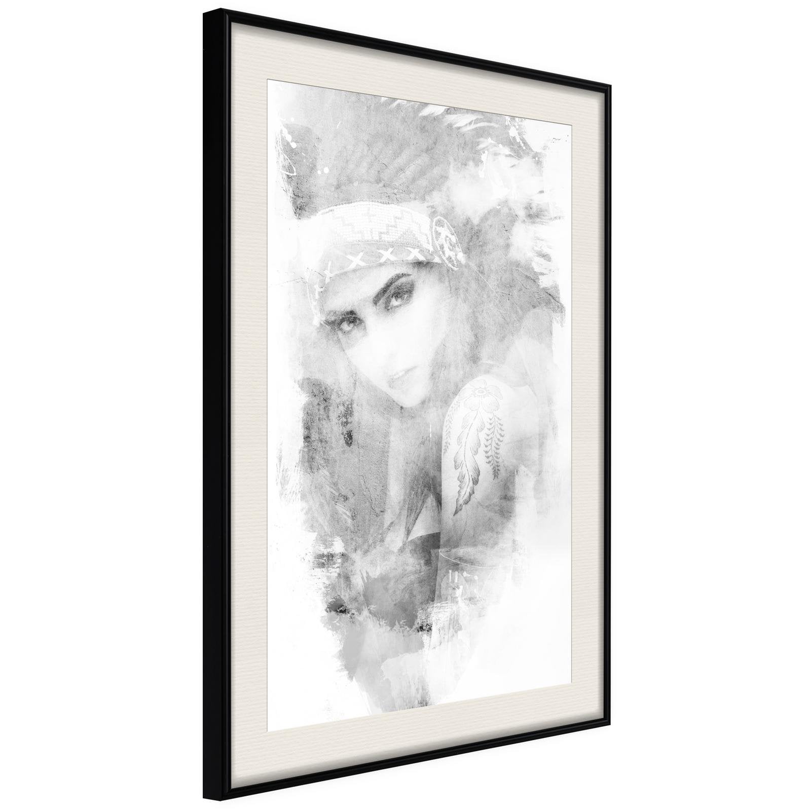 Inramad Poster / Tavla - Mysterious Look (Grey)-Poster Inramad-Artgeist-peaceofhome.se