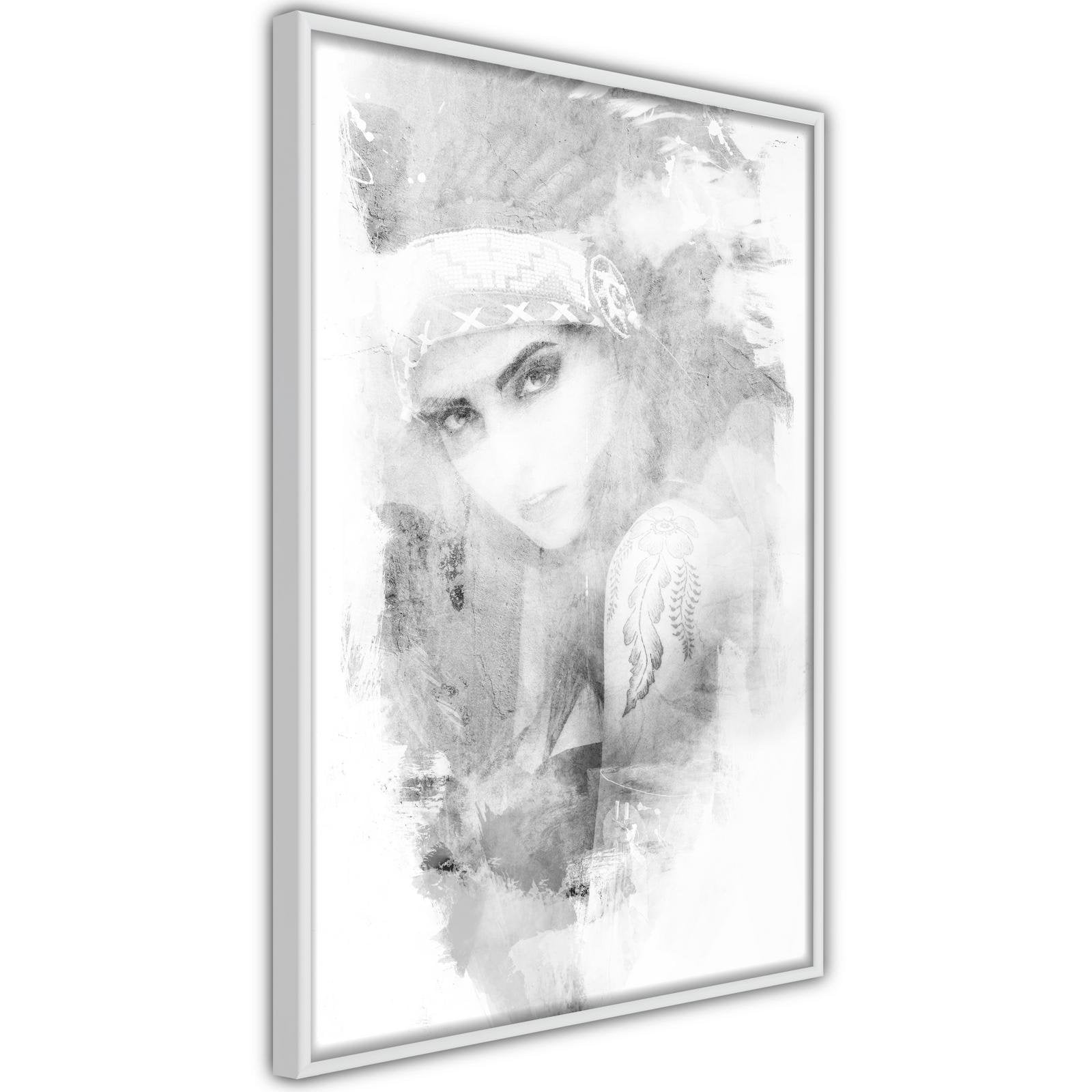 Inramad Poster / Tavla - Mysterious Look (Grey)-Poster Inramad-Artgeist-peaceofhome.se
