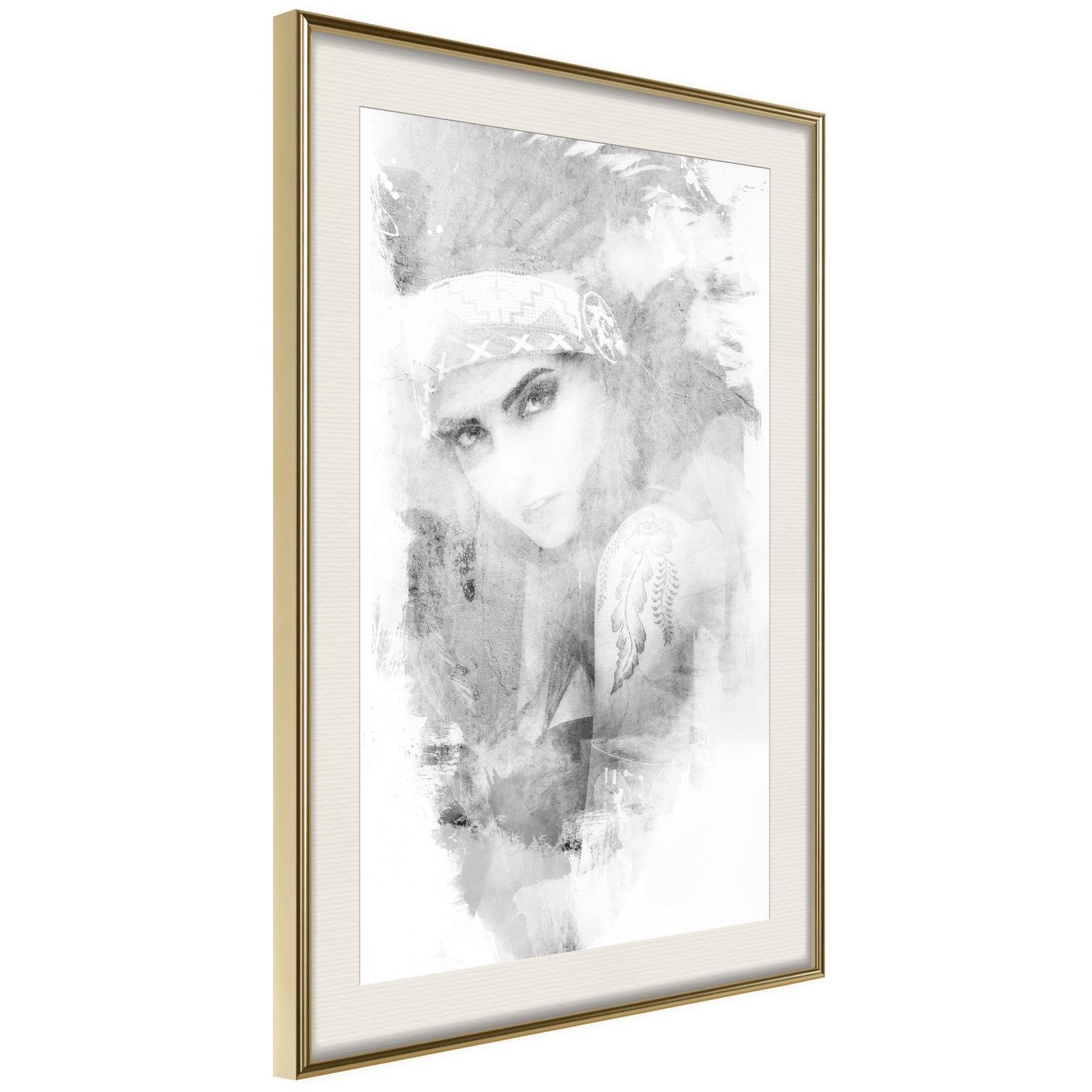 Inramad Poster / Tavla - Mysterious Look (Grey)-Poster Inramad-Artgeist-peaceofhome.se