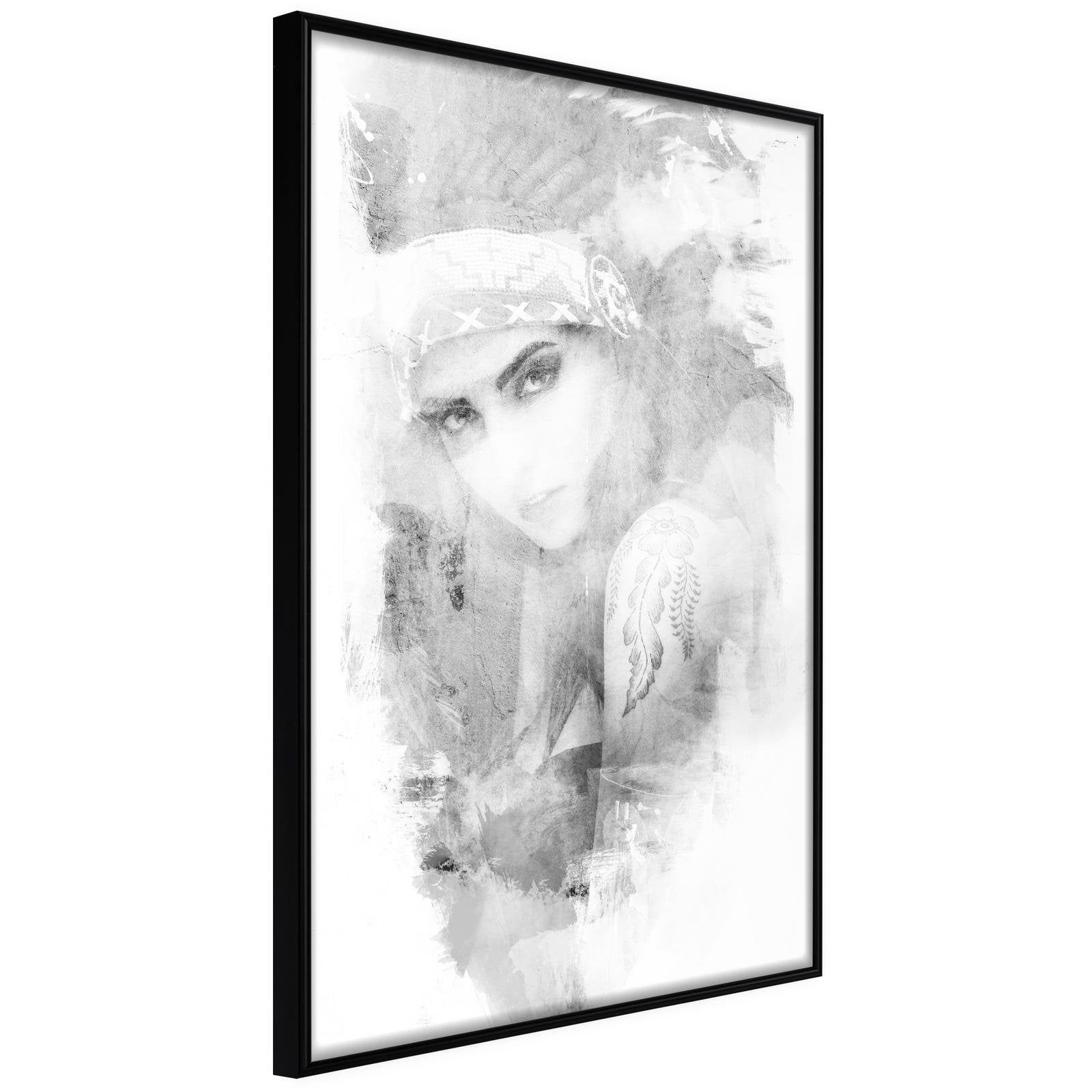 Inramad Poster / Tavla - Mysterious Look (Grey)-Poster Inramad-Artgeist-peaceofhome.se