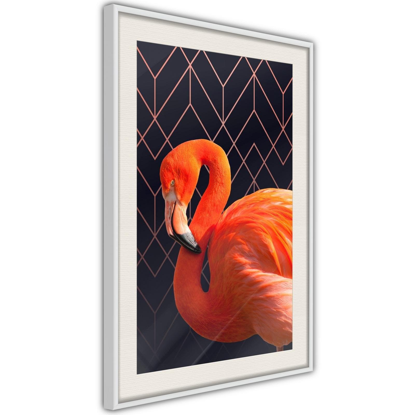 Inramad Poster / Tavla - Orange Flamingo-Poster Inramad-Artgeist-peaceofhome.se