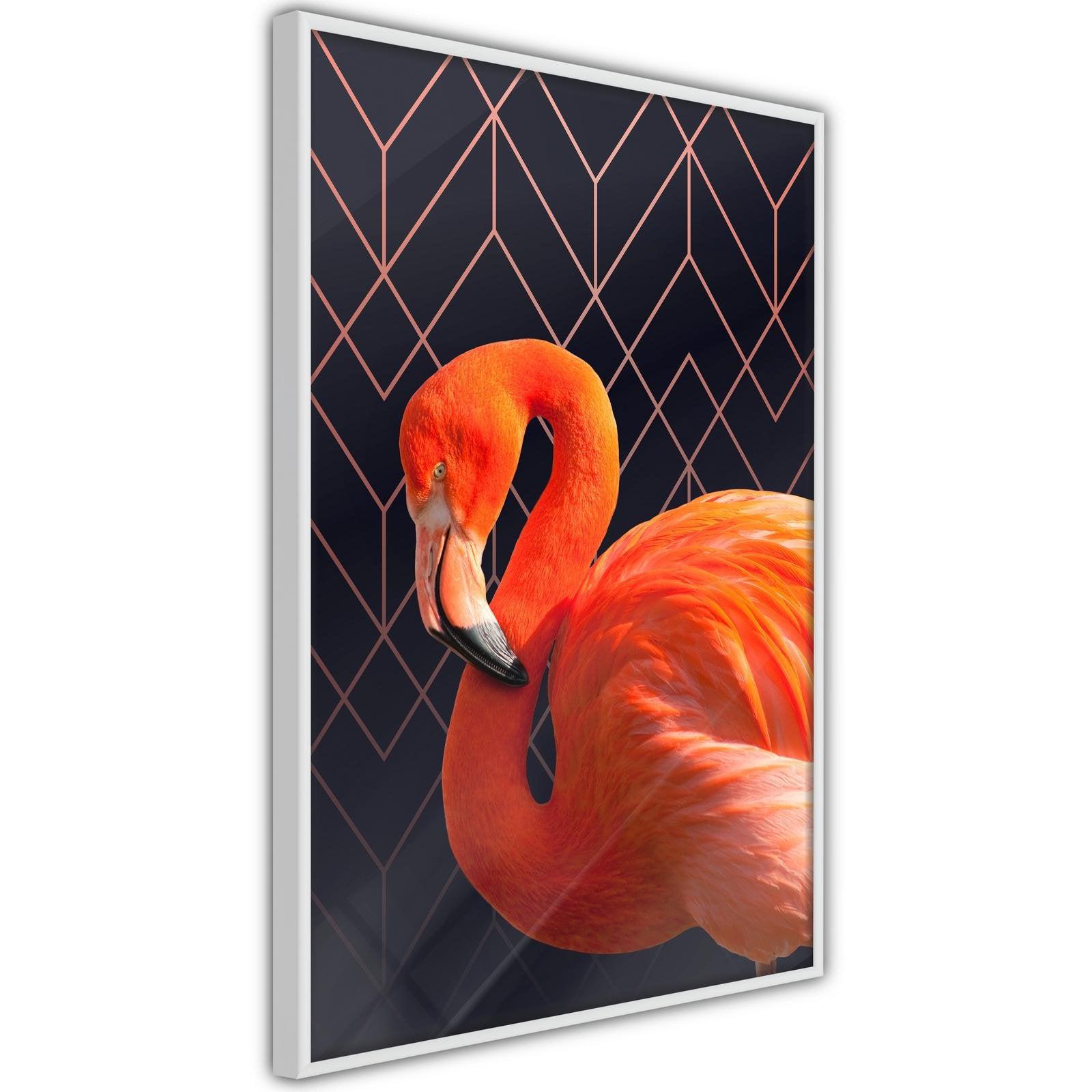 Inramad Poster / Tavla - Orange Flamingo-Poster Inramad-Artgeist-peaceofhome.se