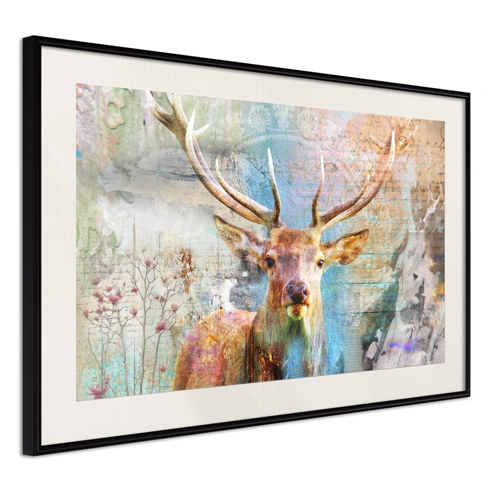 Inramad Poster / Tavla - Pastel Deer-Poster Inramad-Artgeist-peaceofhome.se