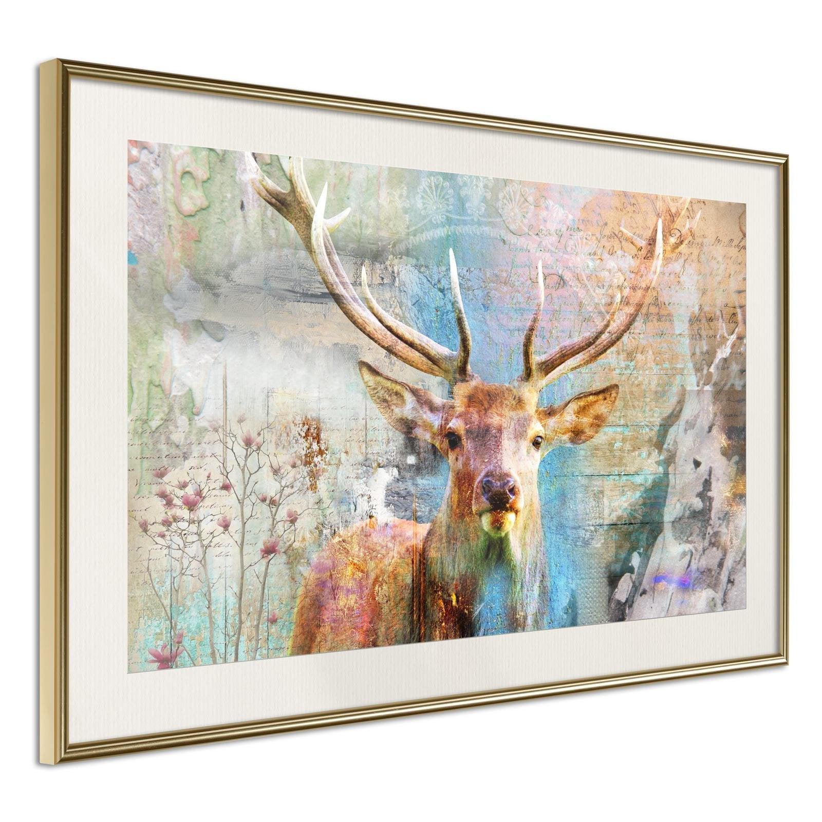 Inramad Poster / Tavla - Pastel Deer-Poster Inramad-Artgeist-peaceofhome.se