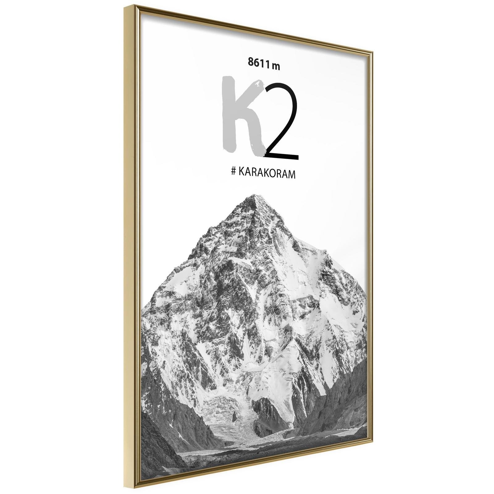 Inramad Poster / Tavla - Peaks of the World: K2-Poster Inramad-Artgeist-peaceofhome.se