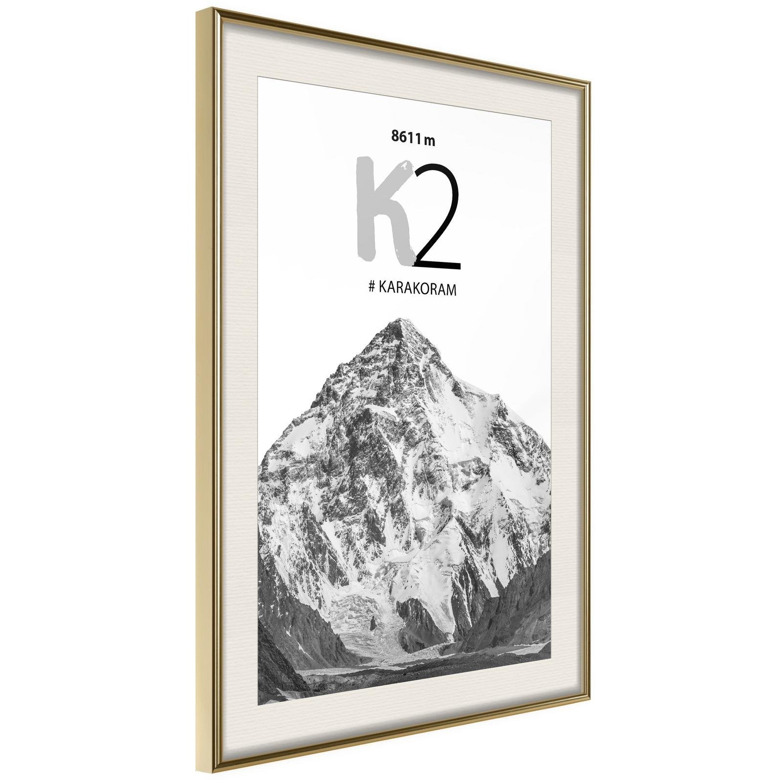 Inramad Poster / Tavla - Peaks of the World: K2-Poster Inramad-Artgeist-peaceofhome.se