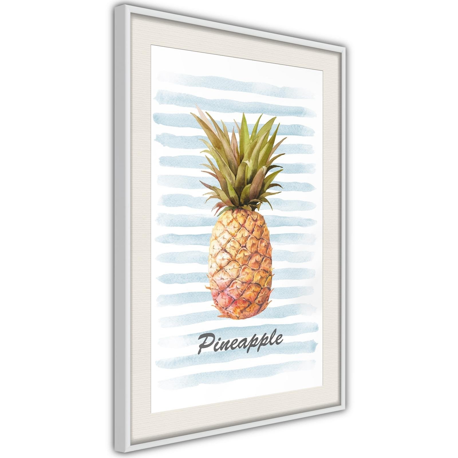 Inramad Poster / Tavla - Pineapple on Striped Background-Poster Inramad-Artgeist-peaceofhome.se