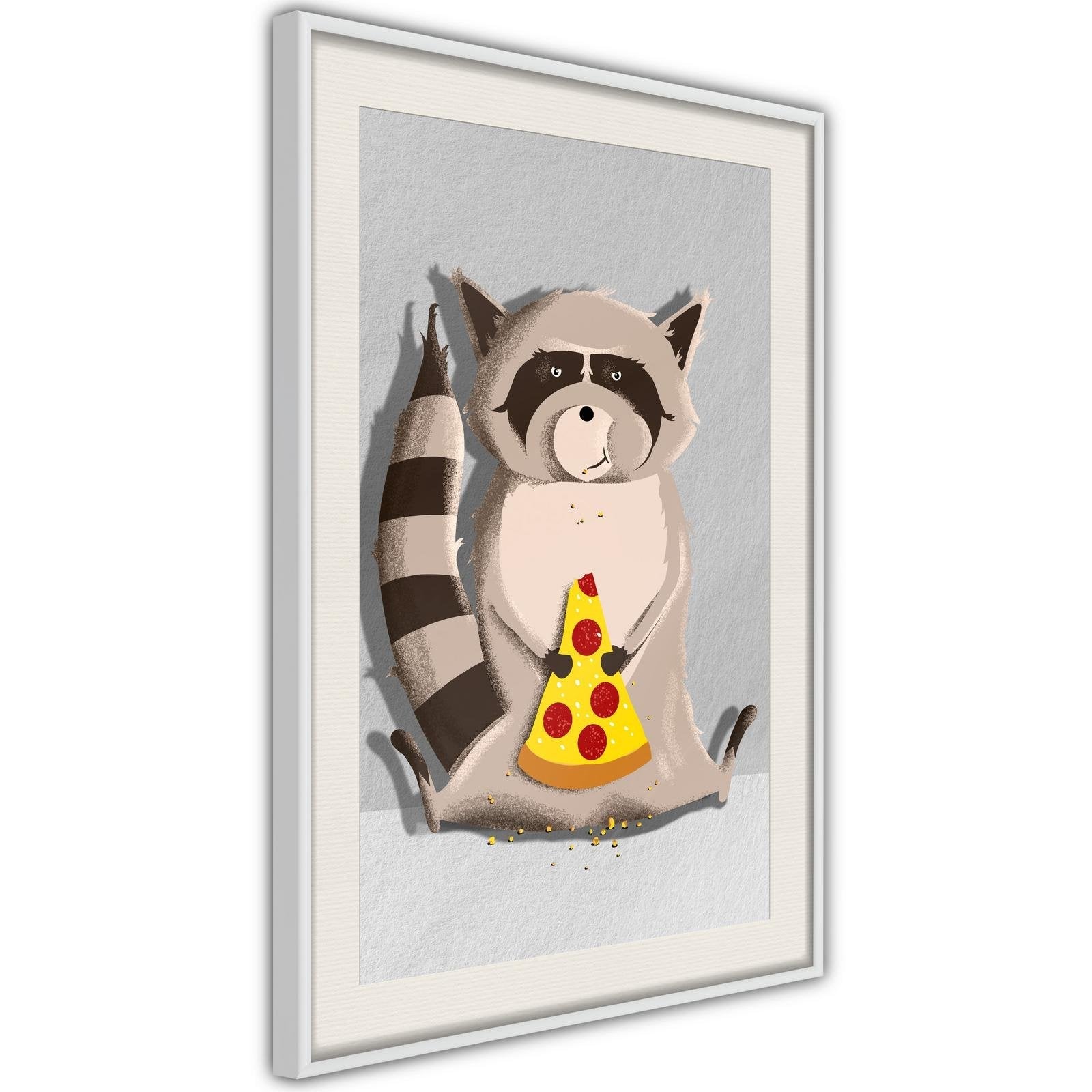 Inramad Poster / Tavla - Racoon Eating Pizza-Poster Inramad-Artgeist-peaceofhome.se