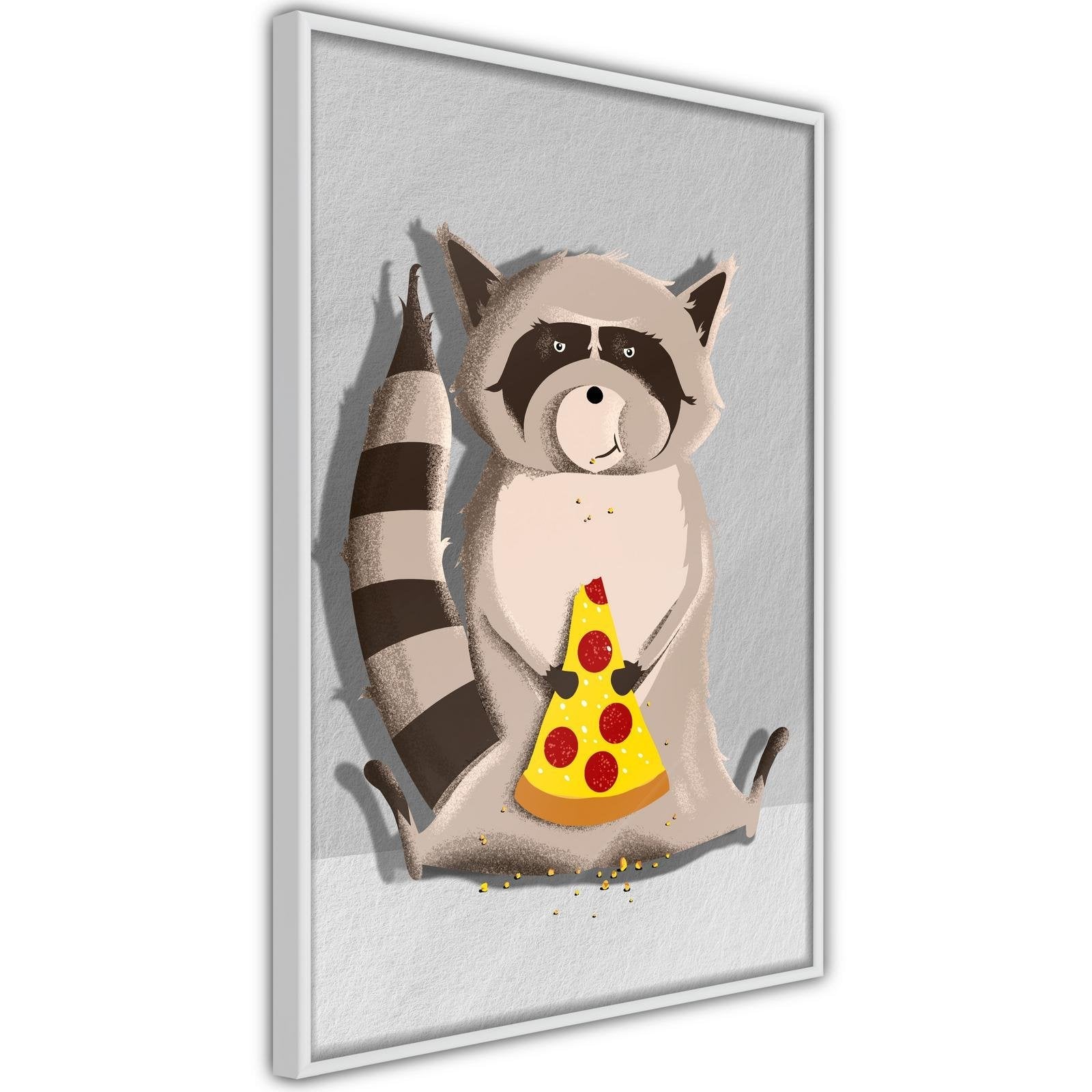 Inramad Poster / Tavla - Racoon Eating Pizza-Poster Inramad-Artgeist-peaceofhome.se