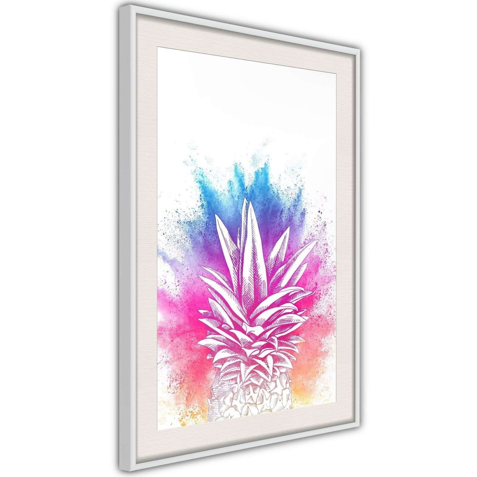 Inramad Poster / Tavla - Rainbow Pineapple Crown-Poster Inramad-Artgeist-peaceofhome.se