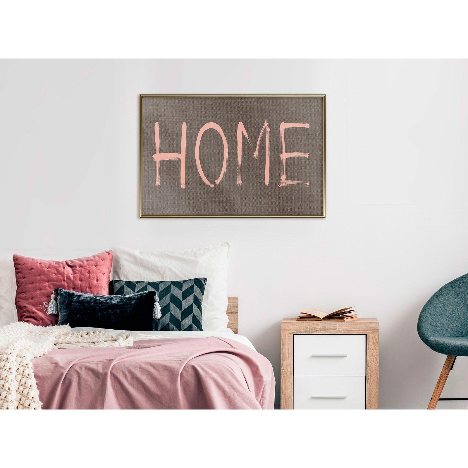 Inramad Poster / Tavla - Simply Home (Pink)-Affisch-Artgeist-peaceofhome.se