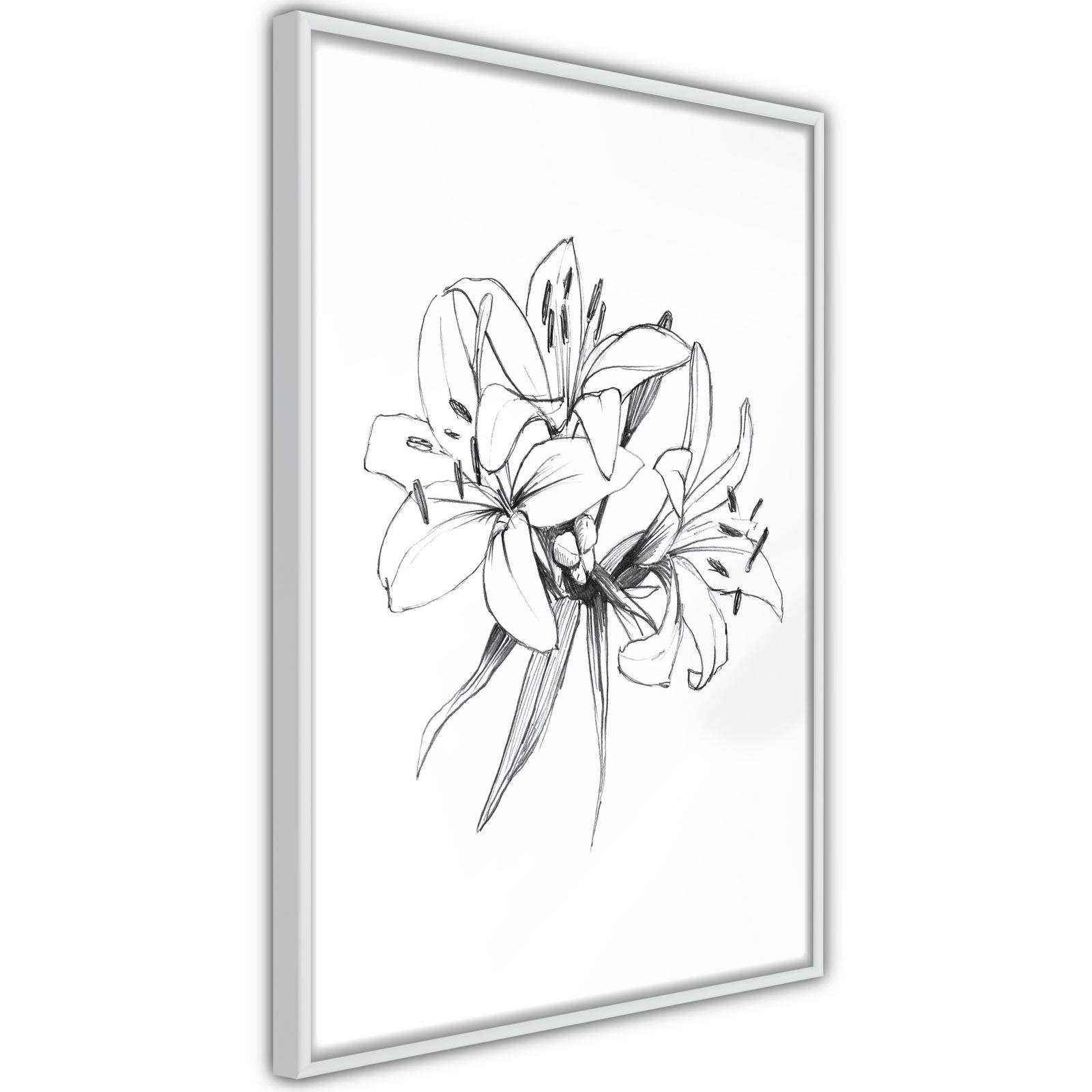 Inramad Poster / Tavla - Sketch of Lillies-Poster Inramad-Artgeist-peaceofhome.se