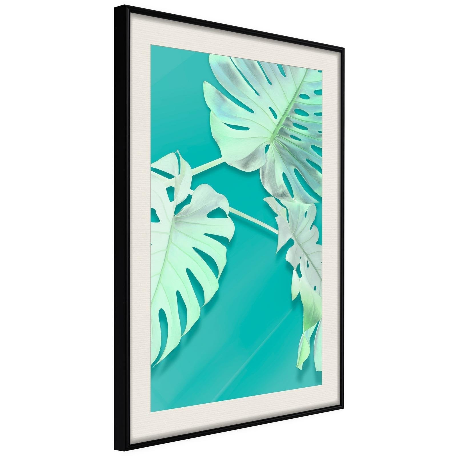 Inramad Poster / Tavla - Teal Monstera-Poster Inramad-Artgeist-peaceofhome.se