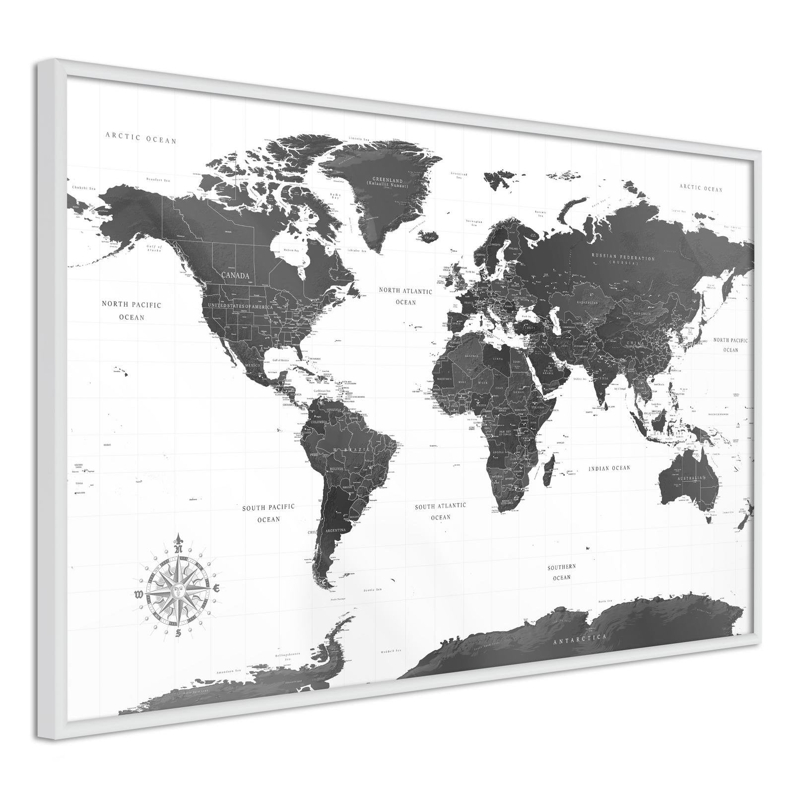 Inramad Poster / Tavla - The World in Black and White-Poster Inramad-Artgeist-peaceofhome.se