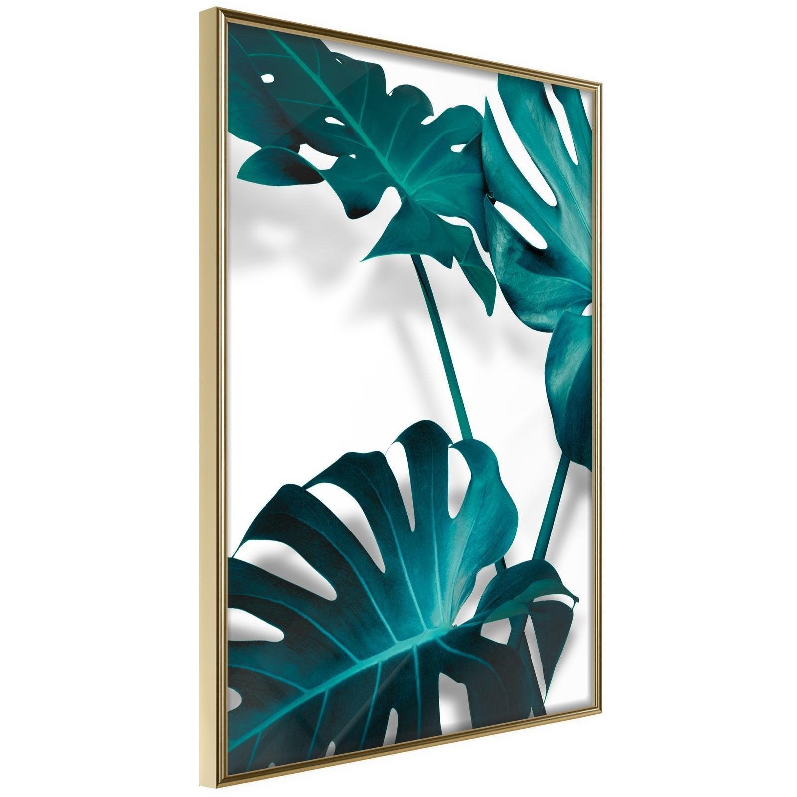 Inramad Poster / Tavla - Turquoise Monstera II-Poster Inramad-Artgeist-peaceofhome.se