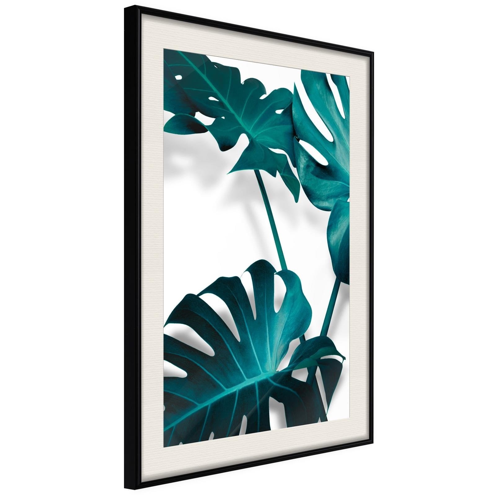 Inramad Poster / Tavla - Turquoise Monstera II-Poster Inramad-Artgeist-peaceofhome.se